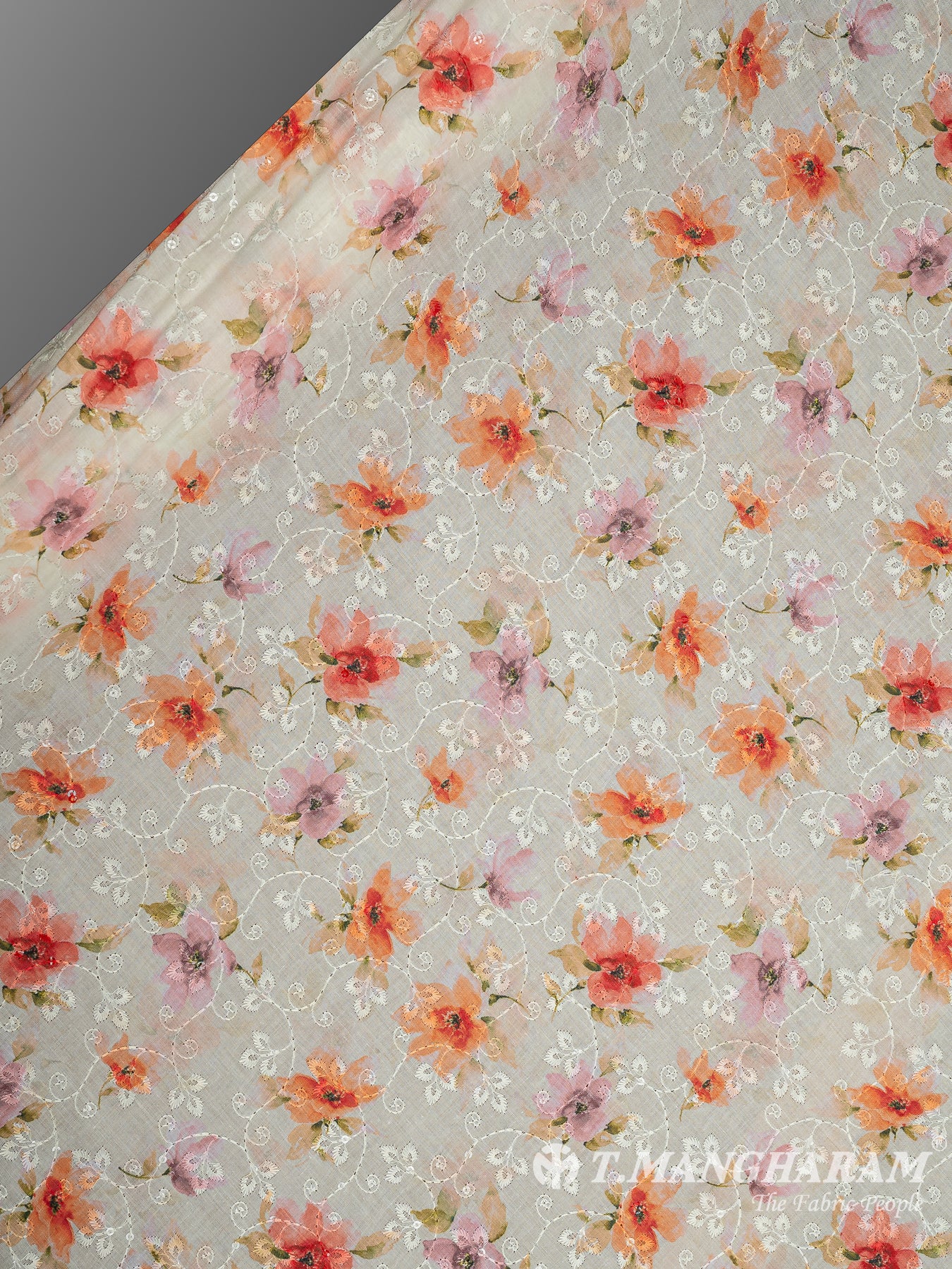 Cream Cotton Embroidery Fabric - EC10832