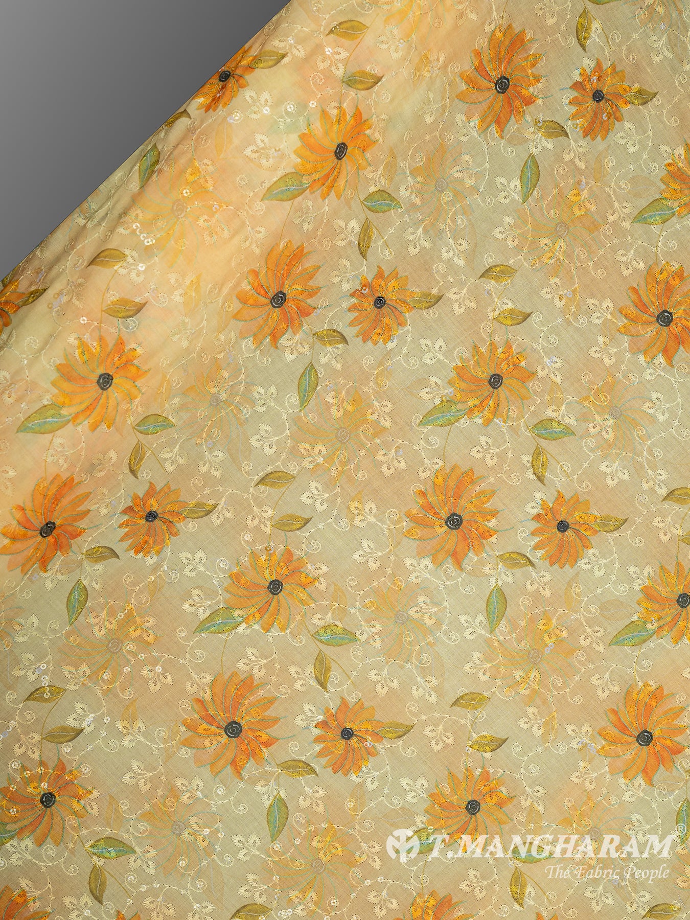 Yellow Cotton Embroidery Fabric - EB8786