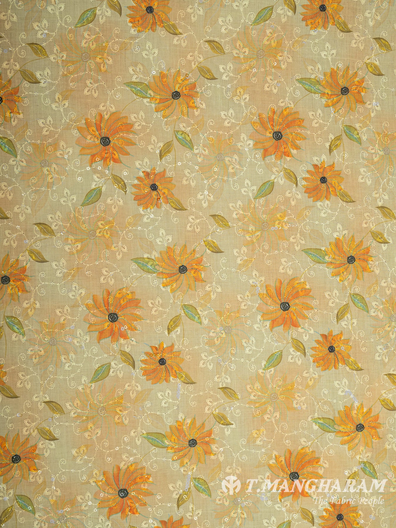 Yellow Cotton Embroidery Fabric - EB8786