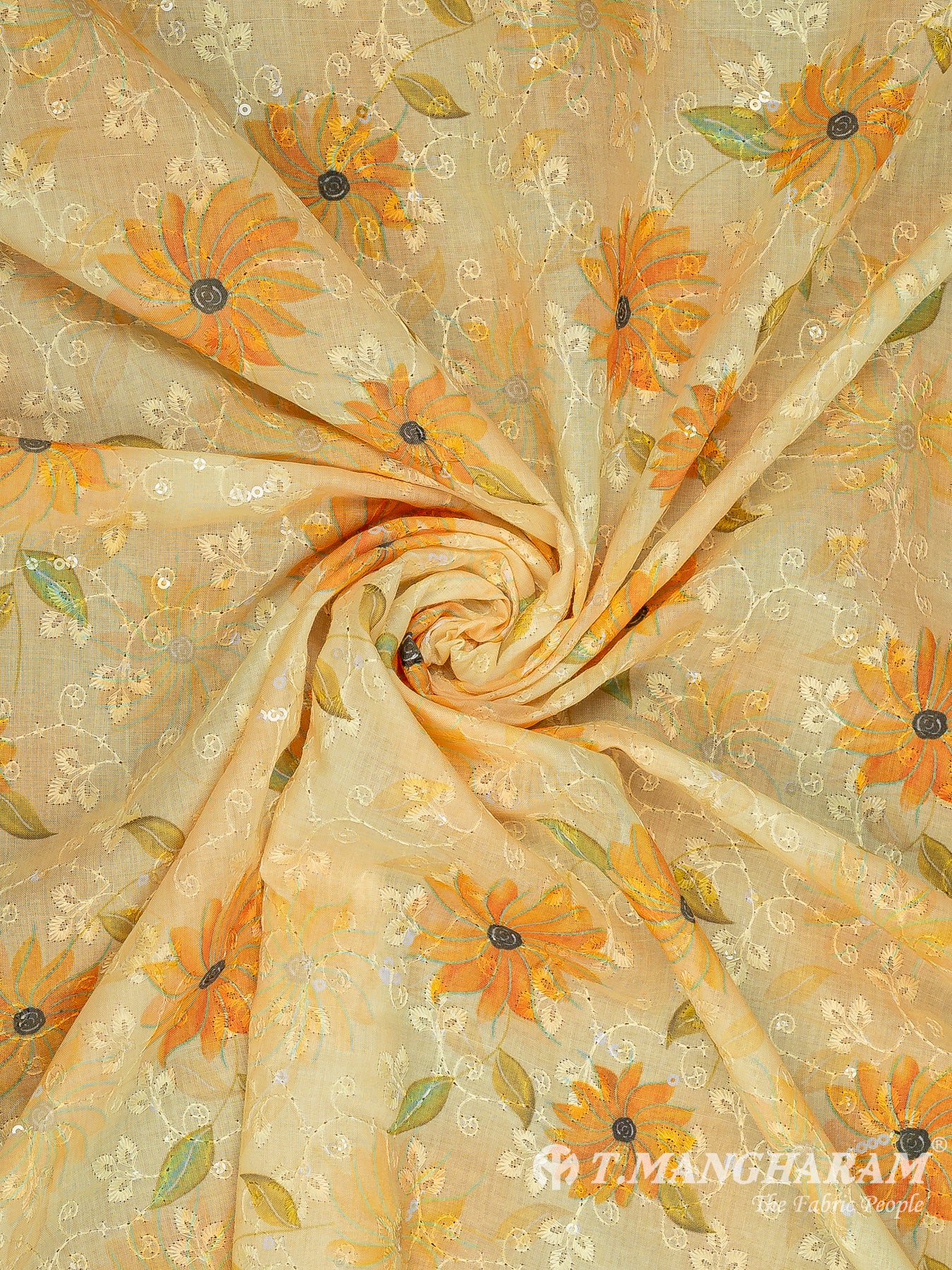 Yellow Cotton Embroidery Fabric - EB8786