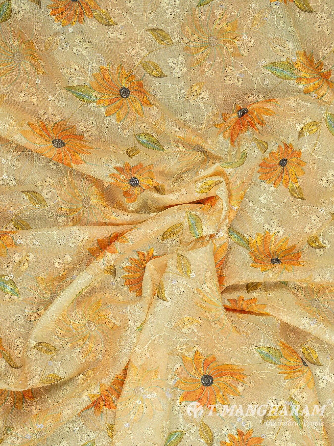 Yellow Cotton Embroidery Fabric - EB8786