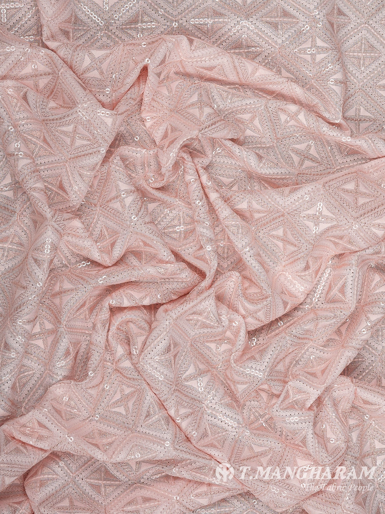 Pink Cotton Embroidery Fabric - EC11719