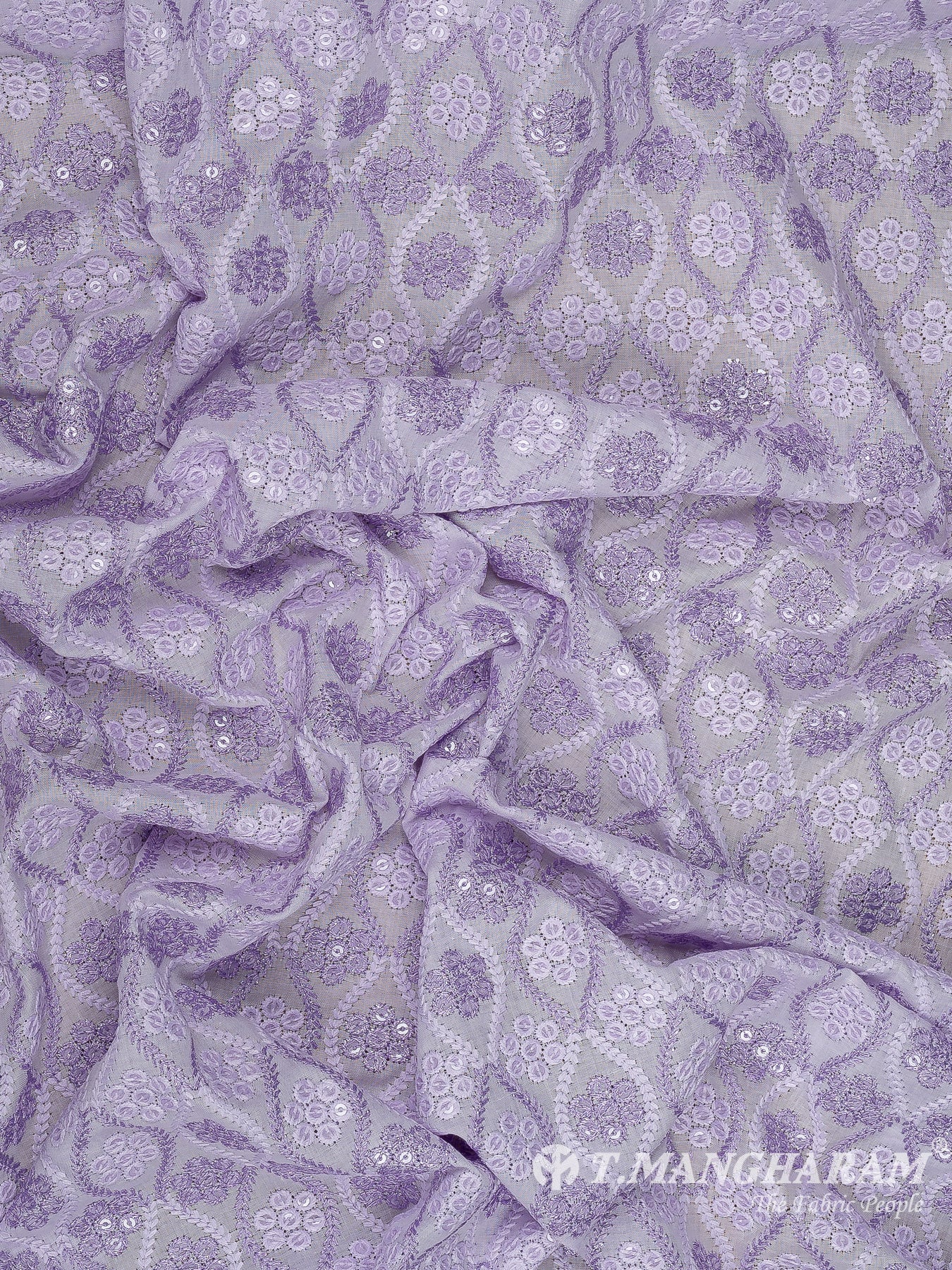 Violet Cotton Embroidery Fabric - EC11717