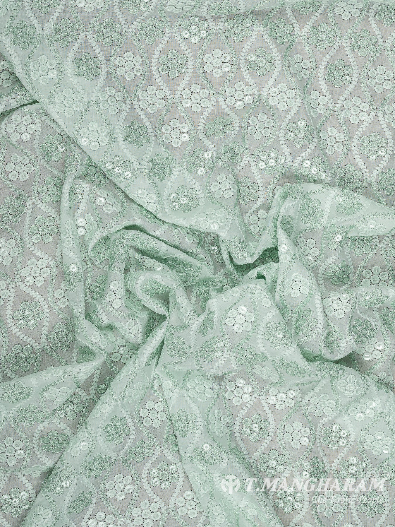 Green Cotton Embroidery Fabric - EC11716