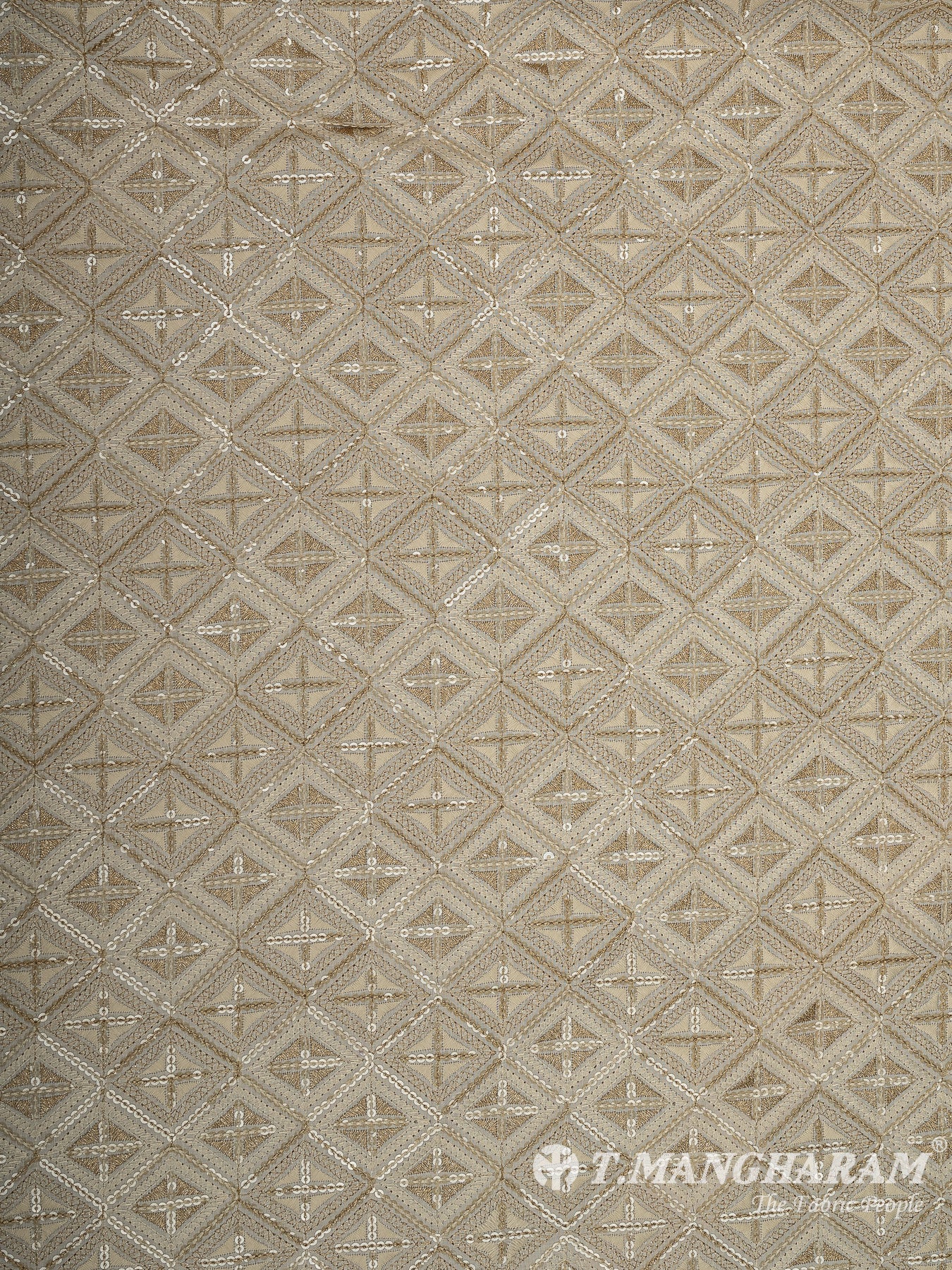 Beige Cotton Embroidery Fabric - EC11718