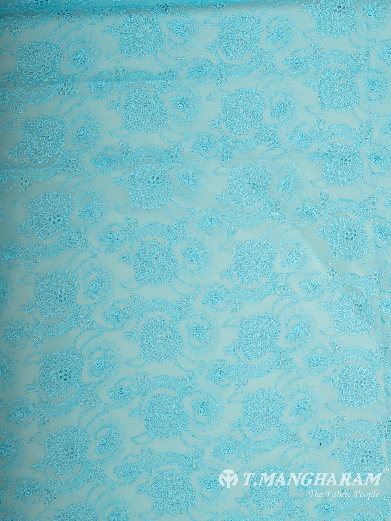 Blue Cotton Embroidery Fabric - EM00054