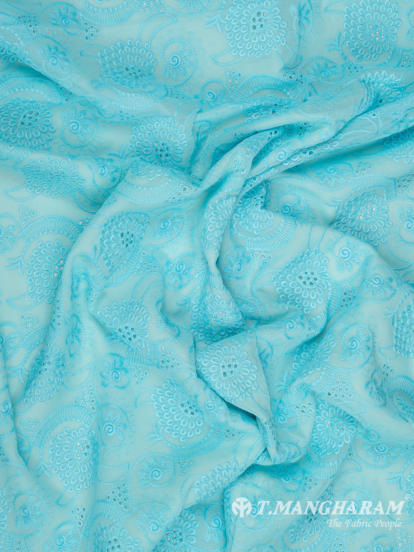 Blue Cotton Embroidery Fabric - EM00054