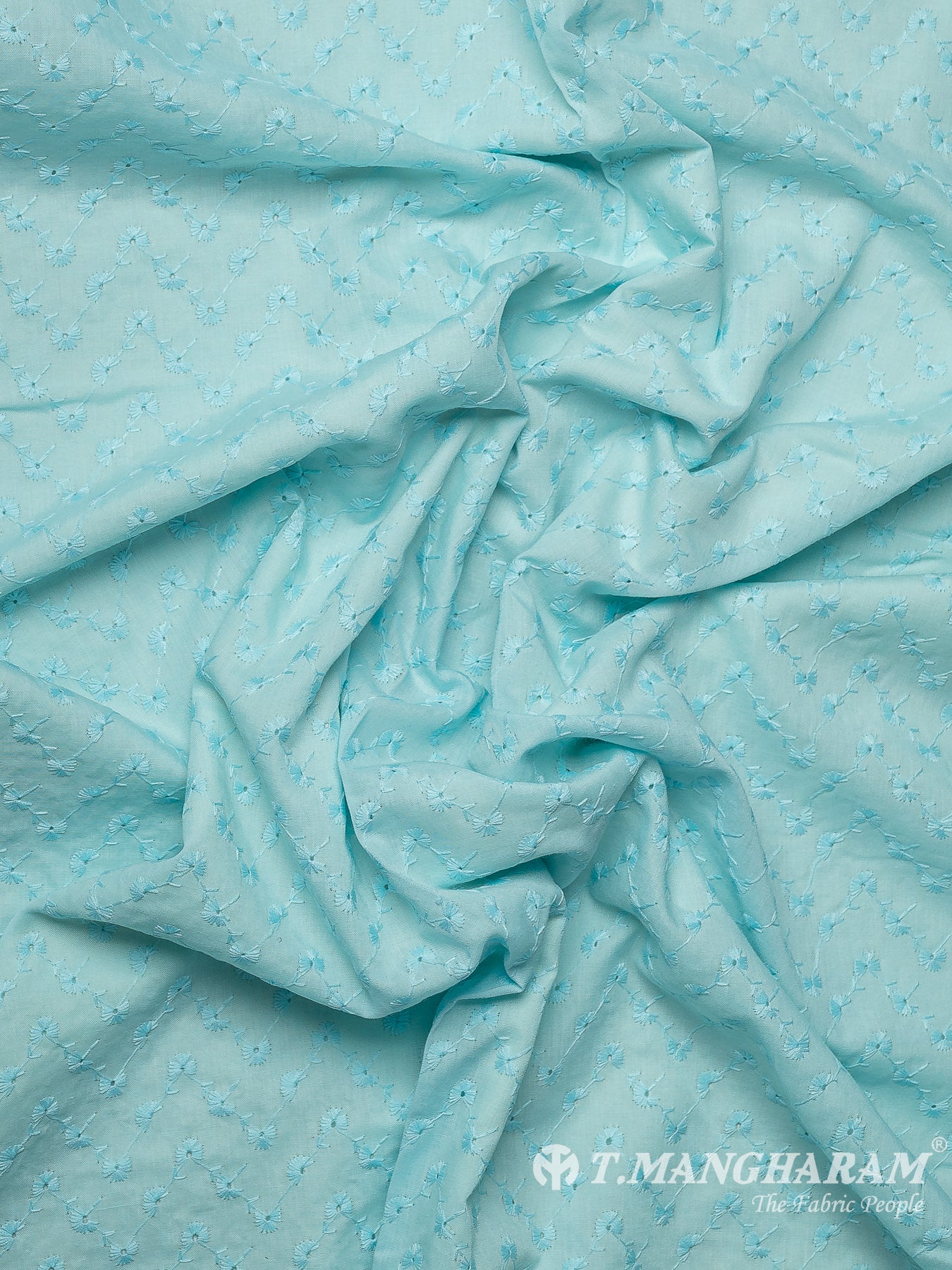 Blue Cotton Embroidery Fabric - EM00047