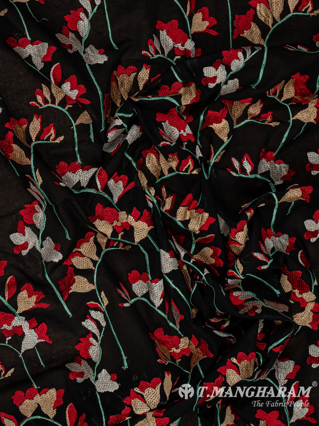 Black Cotton Embroidery Fabric - EM00035