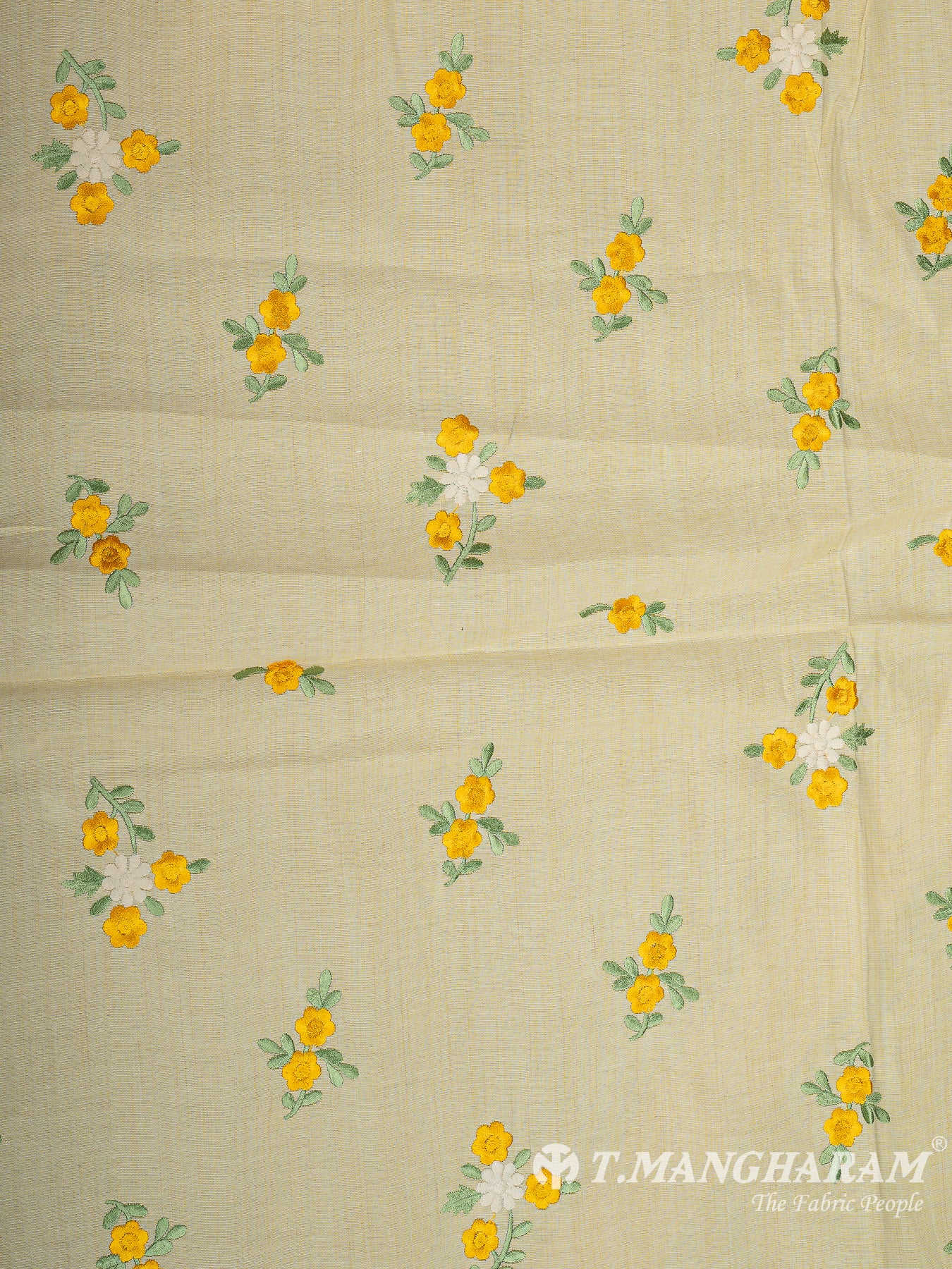 Yellow Cotton Embroidery Fabric - EM00059