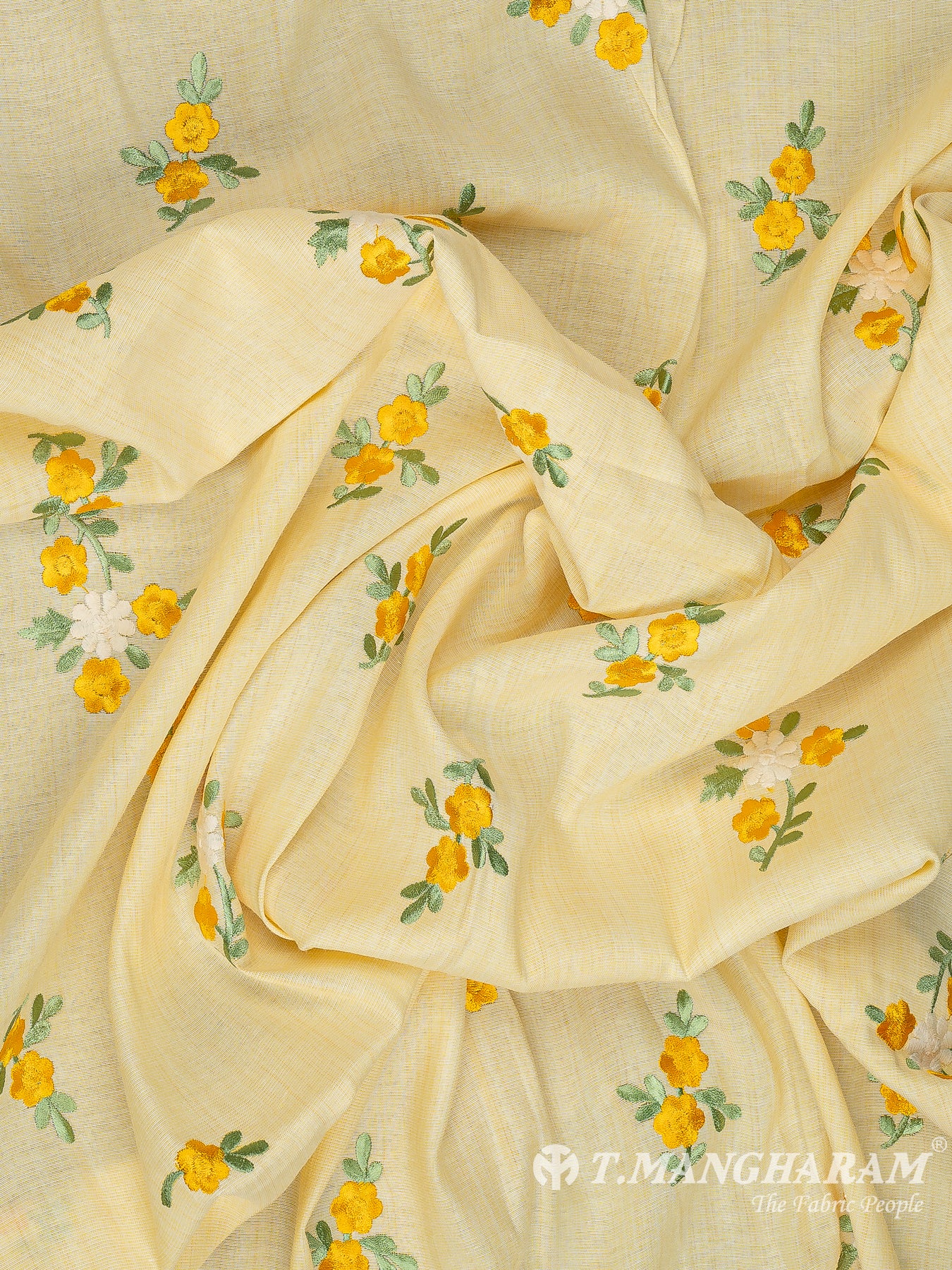 Yellow Cotton Embroidery Fabric - EM00059