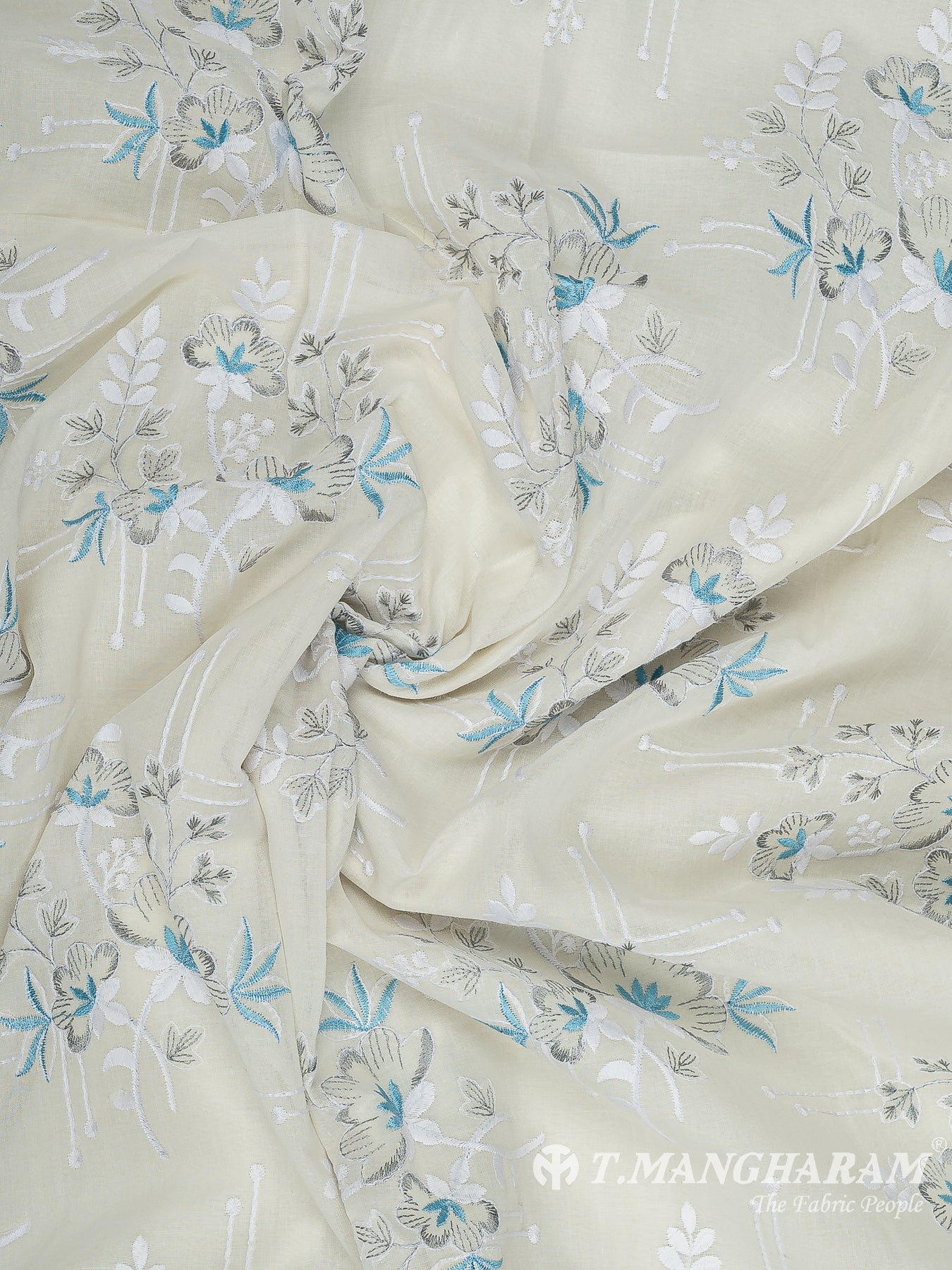 Beige Cotton Embroidery Fabric - EM00023