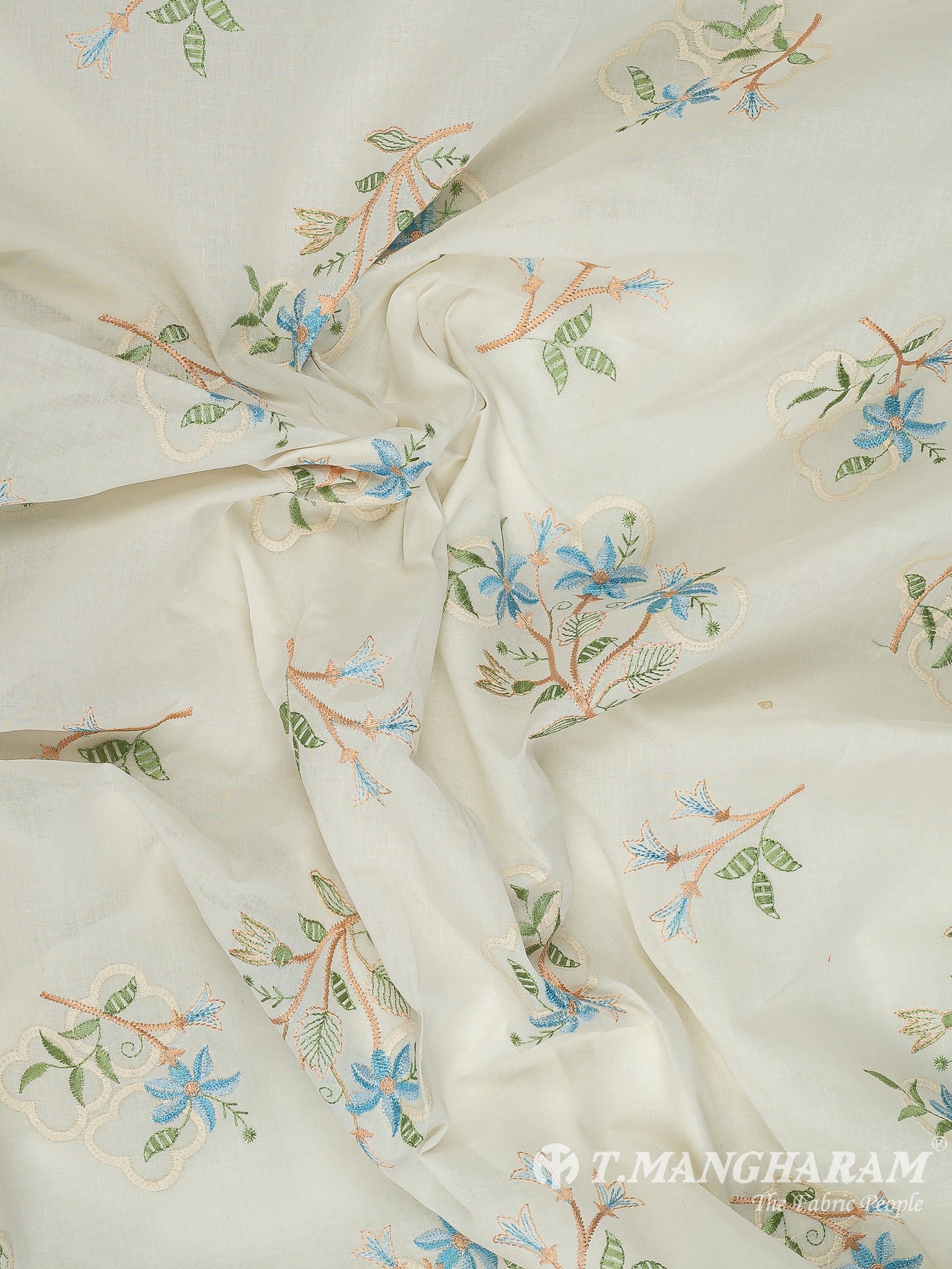 Cream Cotton Embroidery Fabric - EM00058