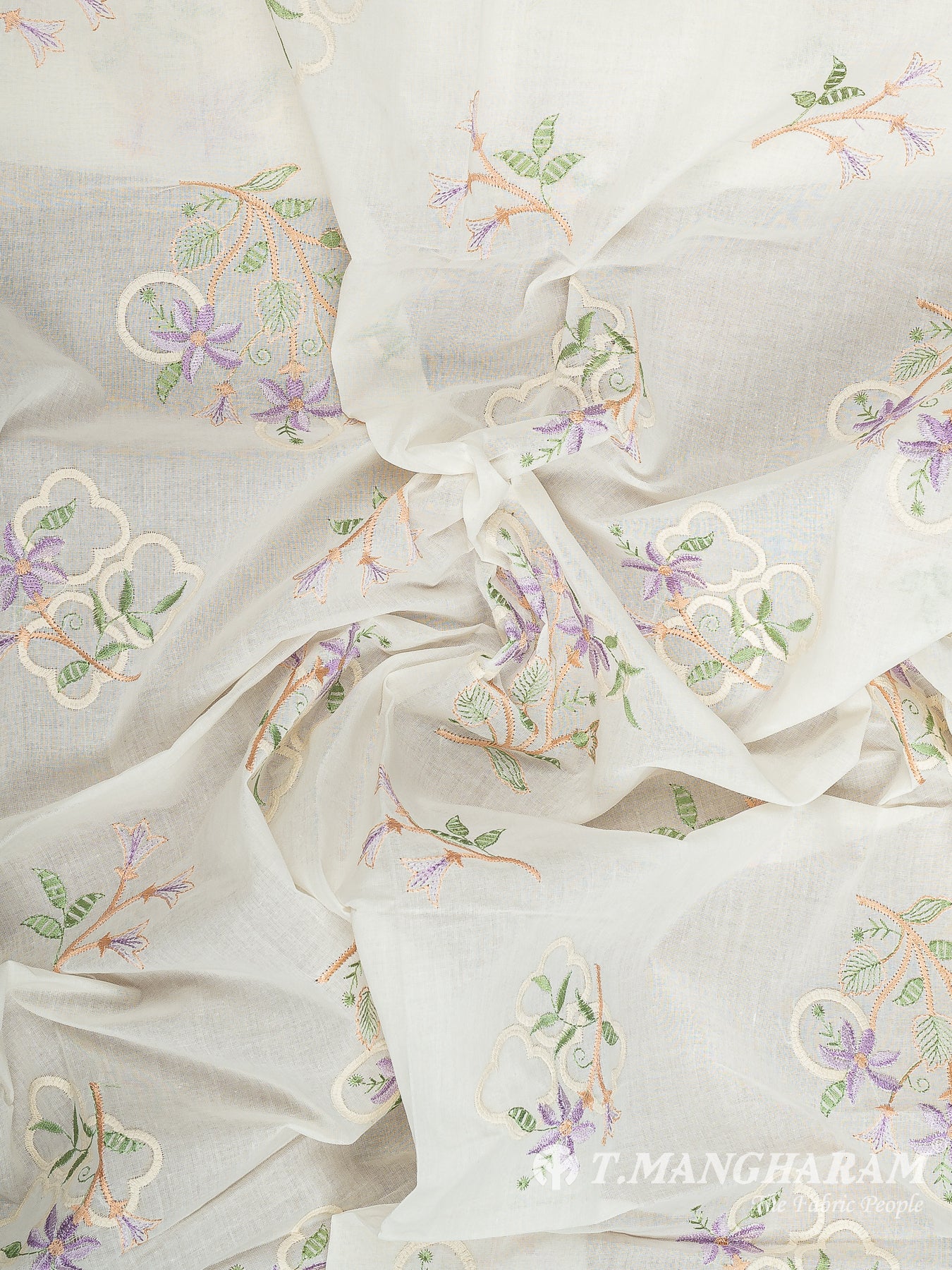 Cream Cotton Embroidery Fabric - EM00053