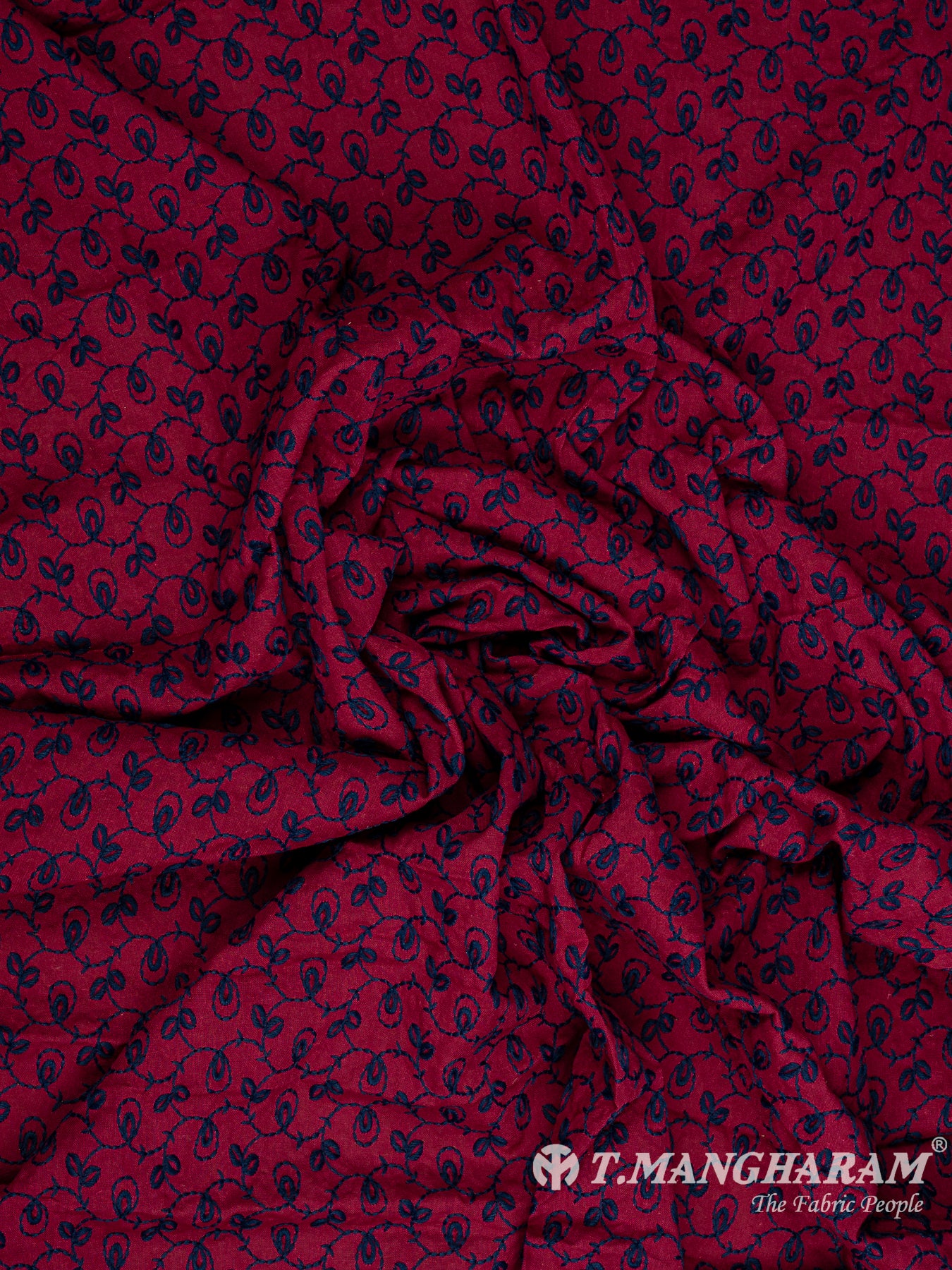 Maroon Cotton Embroidery Fabric - EM00084