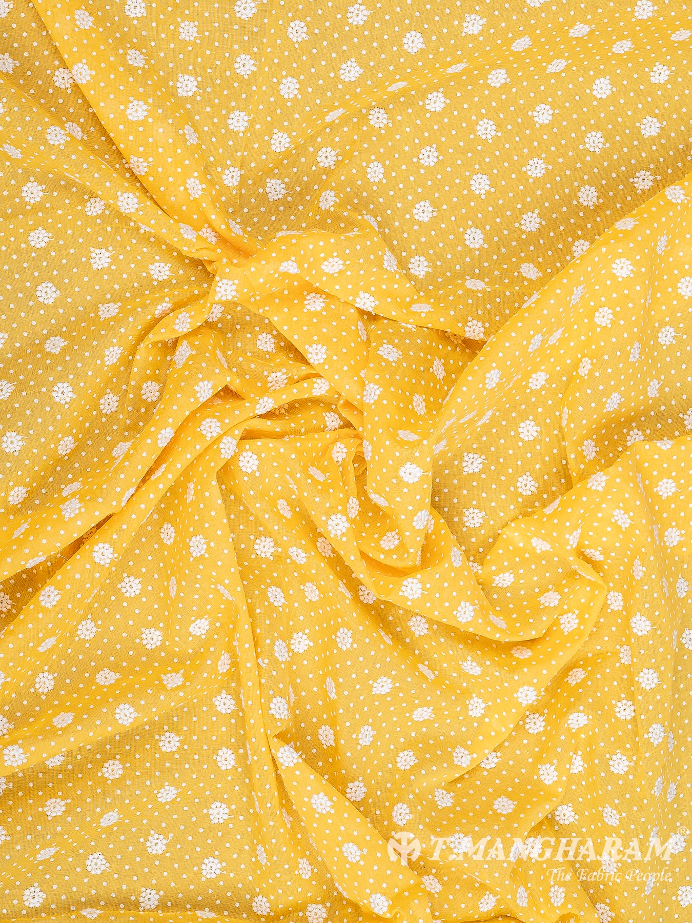 Yellow Cotton Embroidery Fabric - EM00085