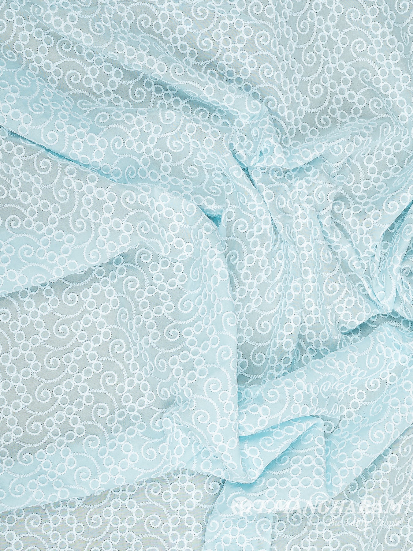 Blue Cotton Embroidery Fabric - EM00090