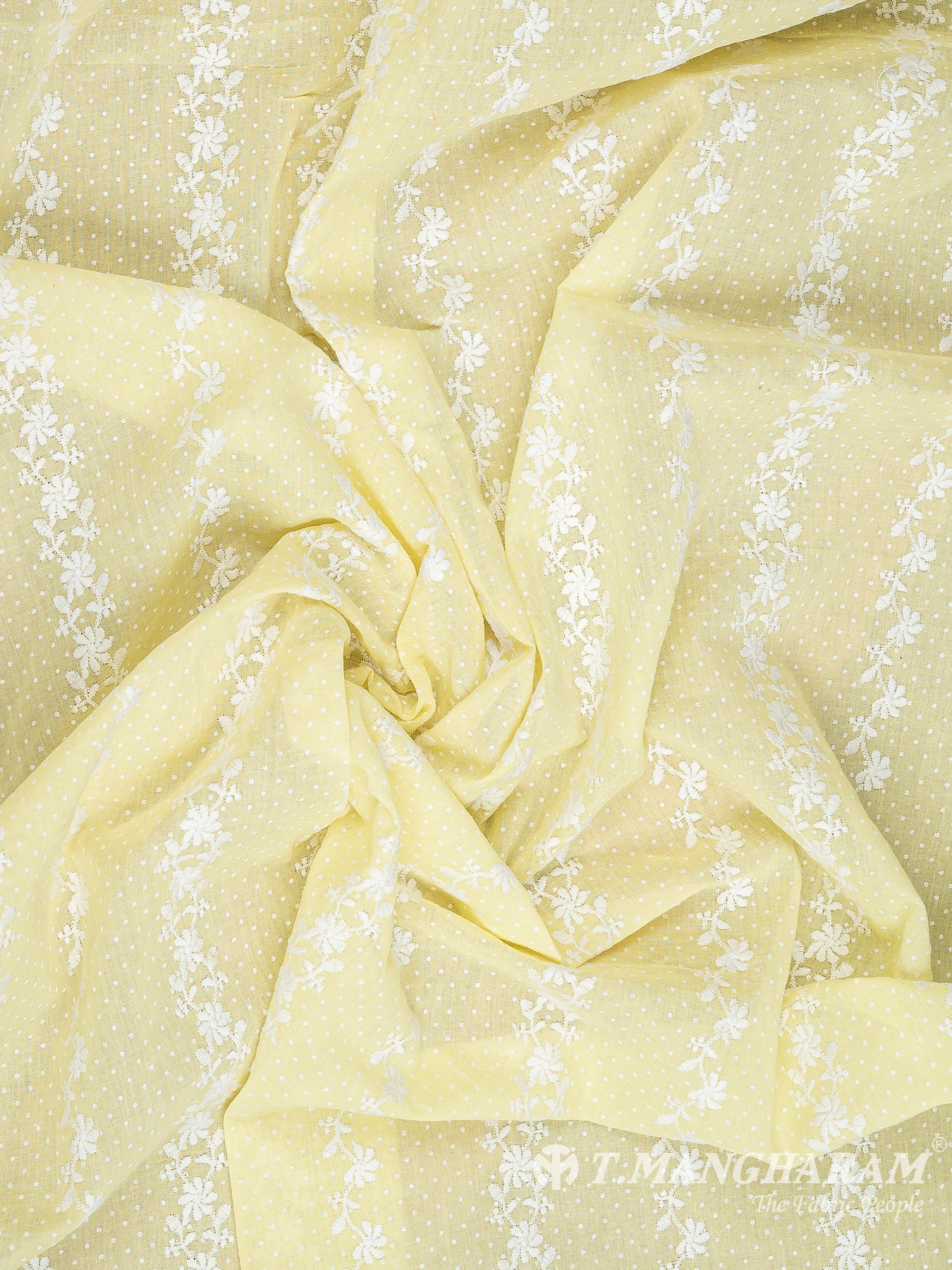 Yellow Cotton Embroidery Fabric - EM00045