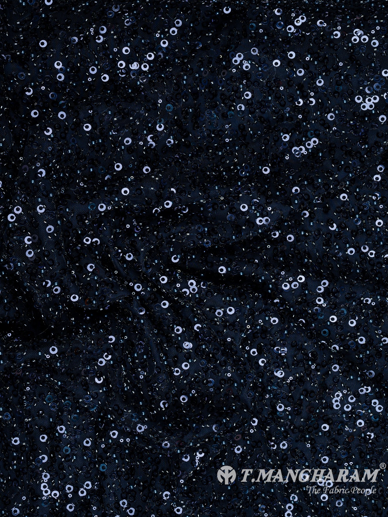 Blue Sequins Fancy Net Fabric - EB8898