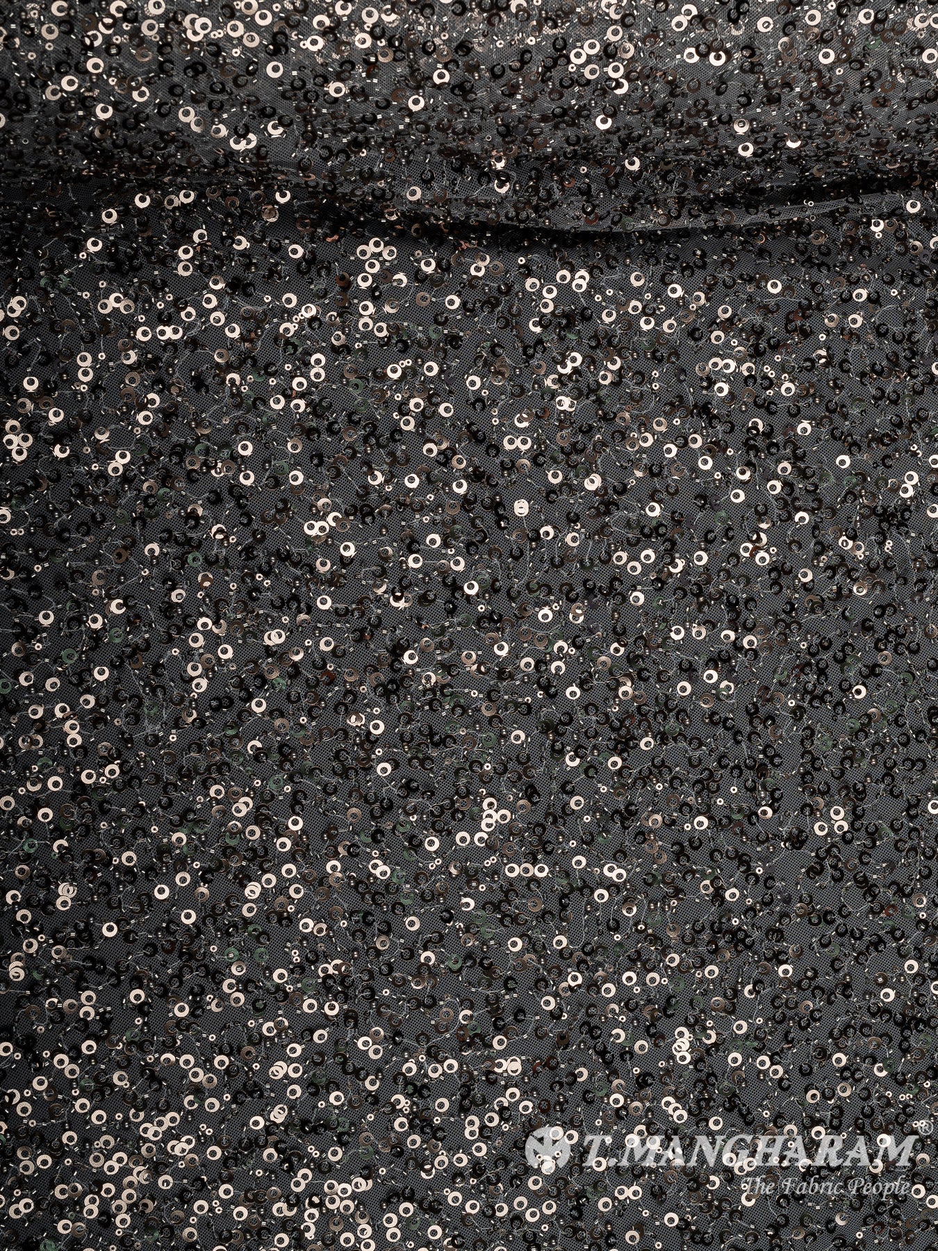 Black Sequins Fancy Net Fabric - EB8894