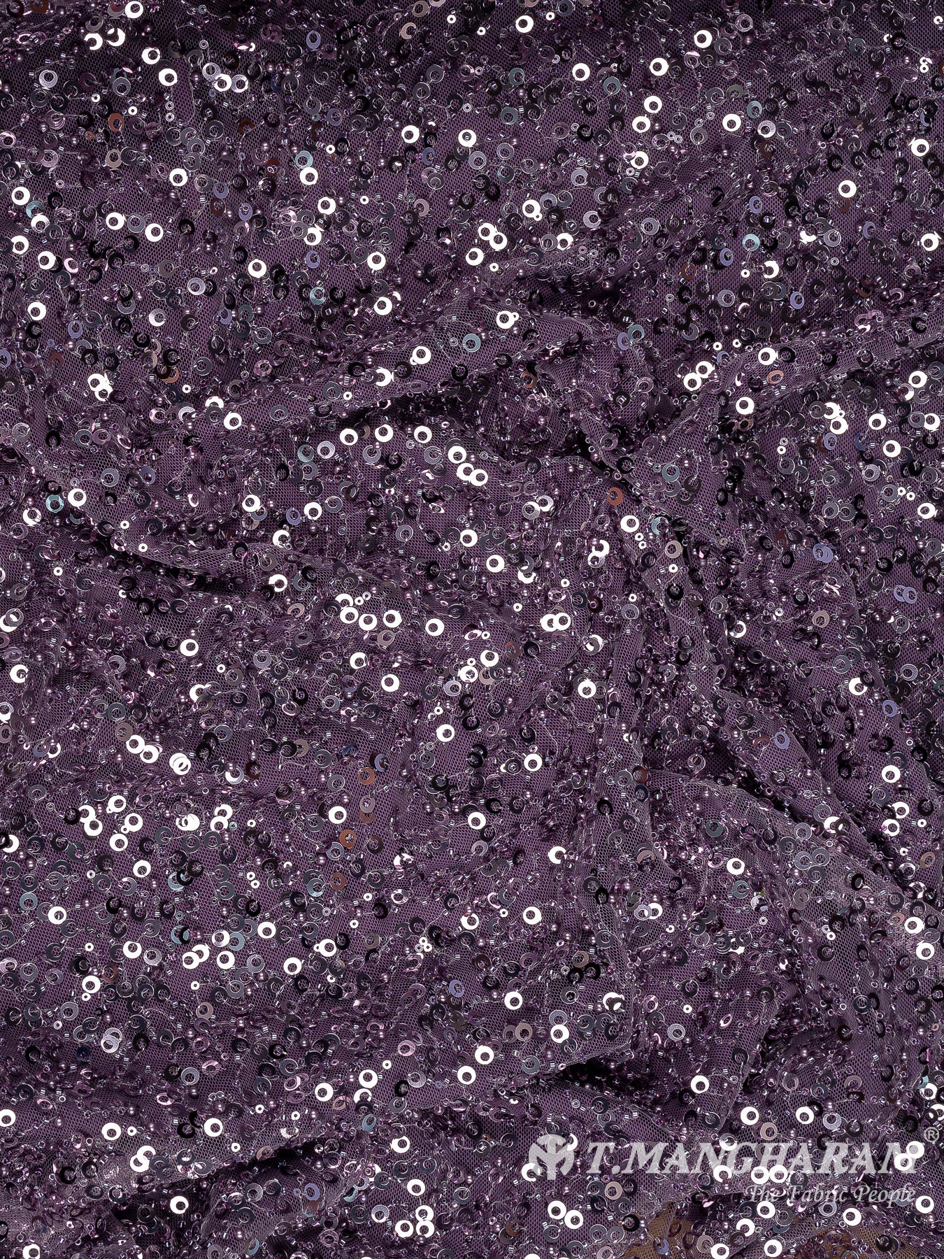 Violet Sequins Fancy Net Fabric - EB8896