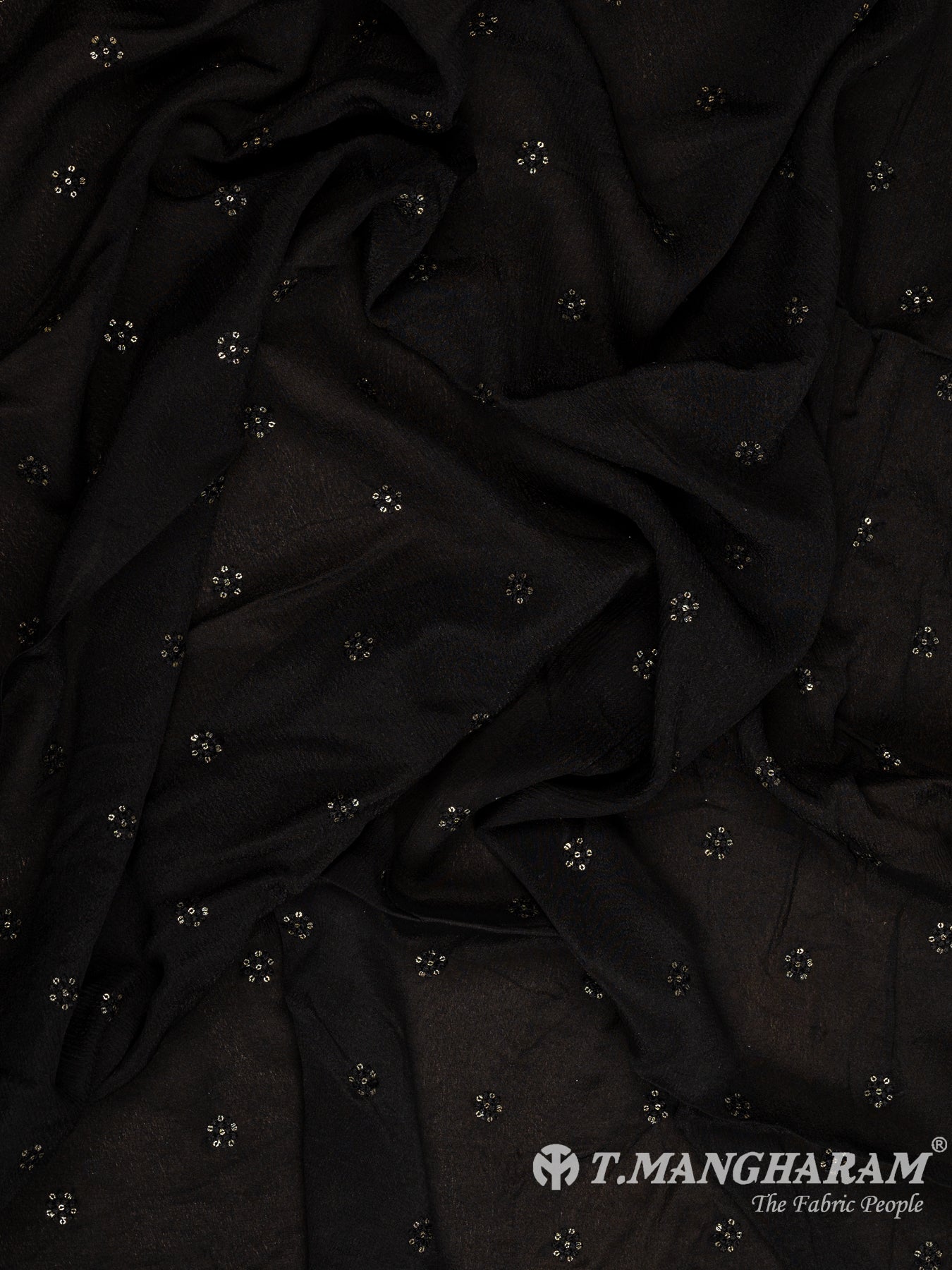 Black Chinnon Silk Fabric - EB8890