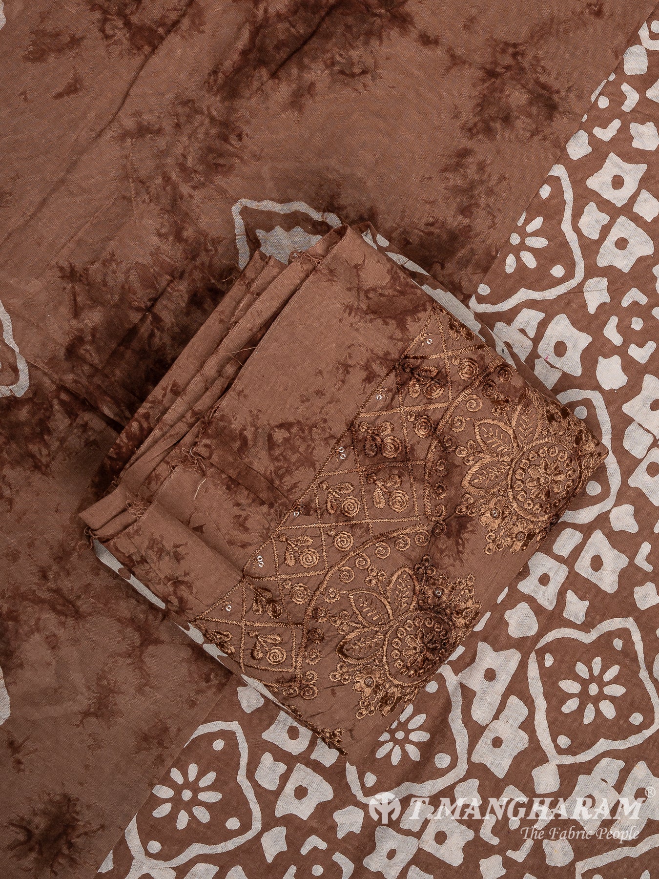 Brown Cotton Chudidhar Fabric Set - EH1809