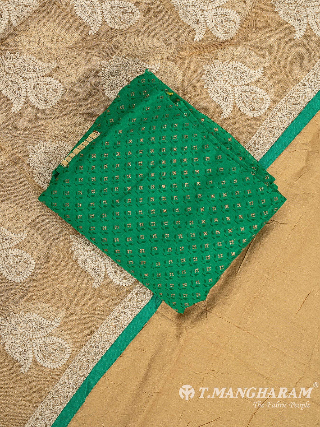 Green Cotton Chudidhar Fabric Set - EH1806