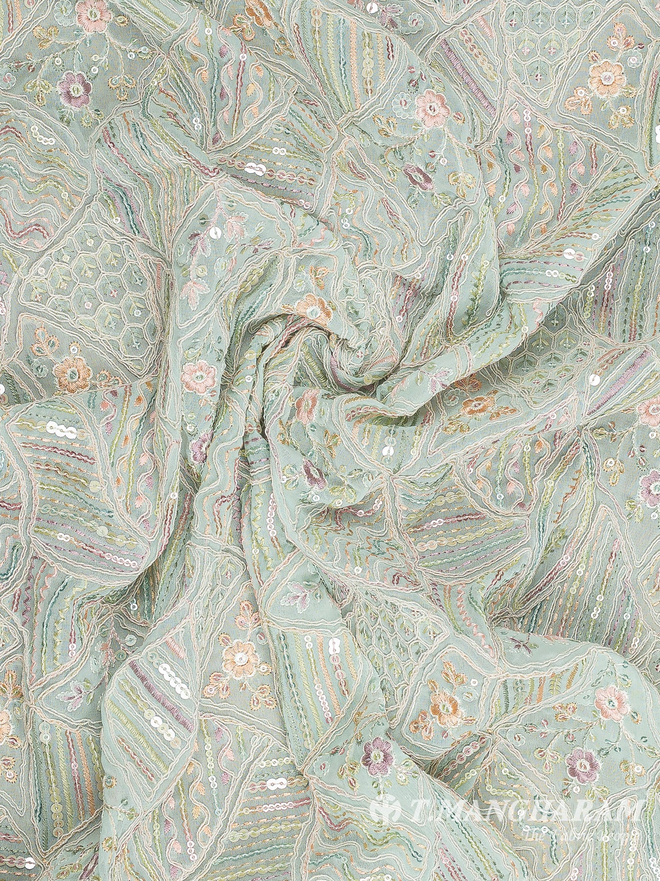 Green Georgette Fabric - EB8913