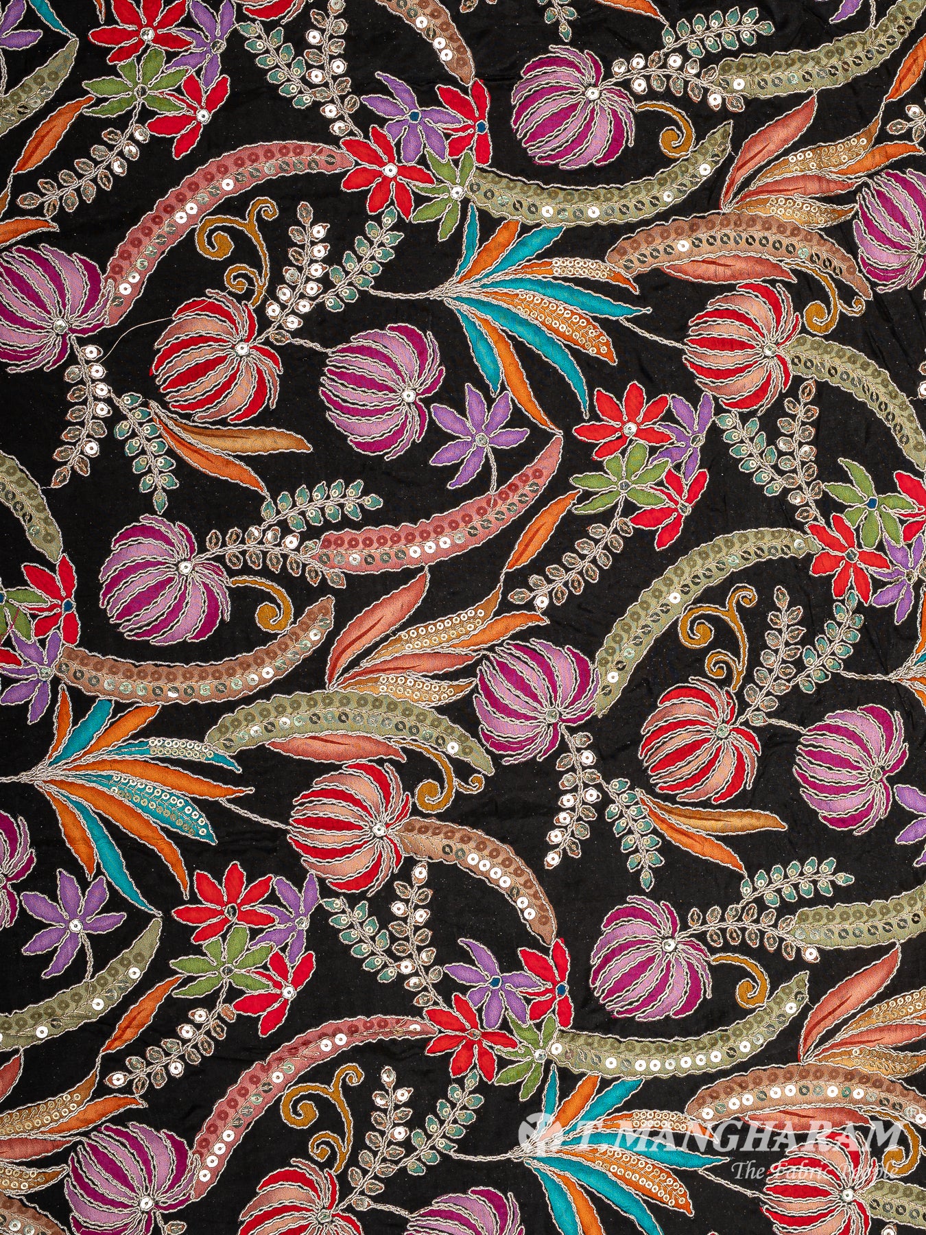 Black Chinnon Silk Fabric - EB8984