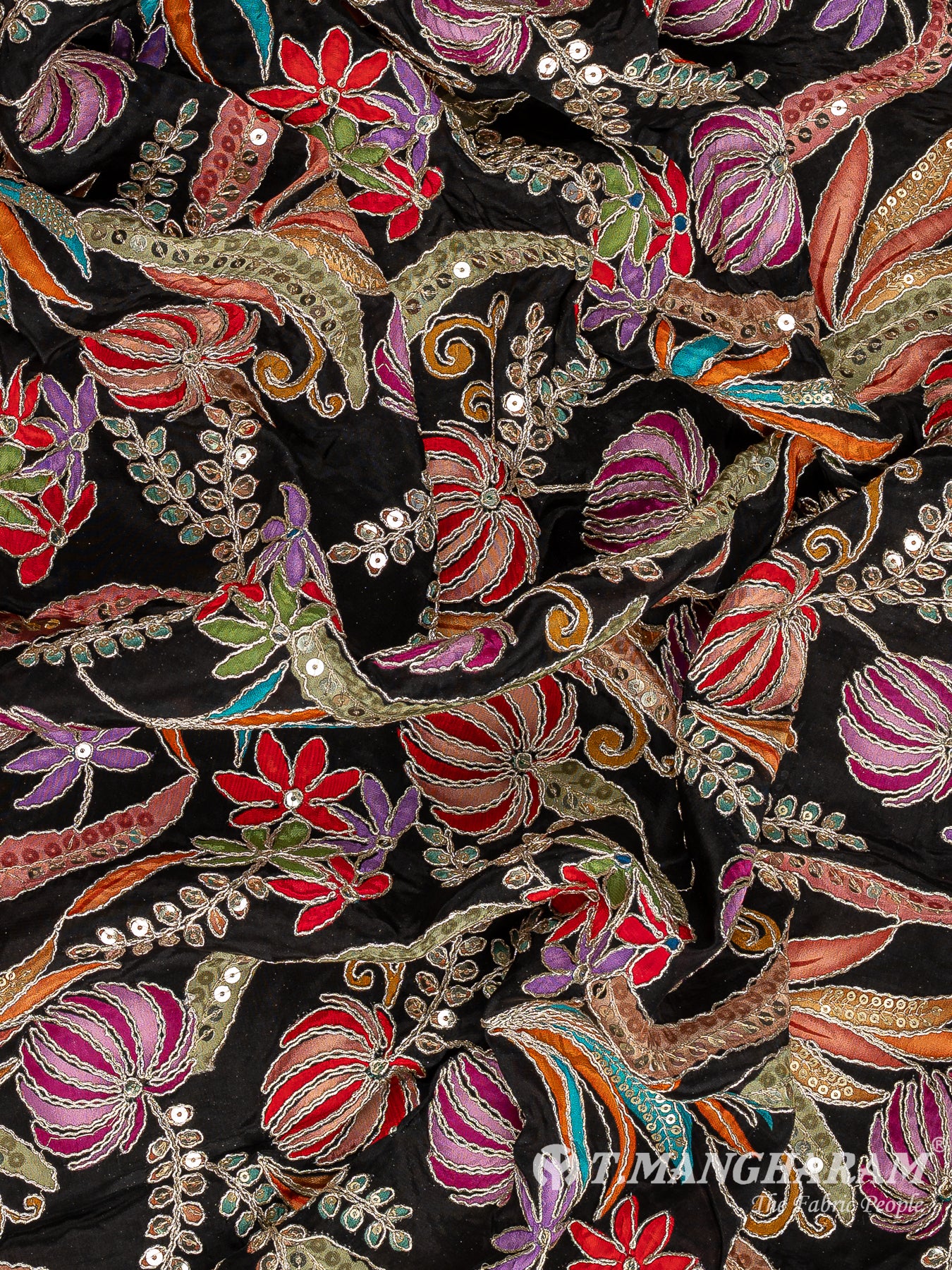 Black Chinnon Silk Fabric - EB8984