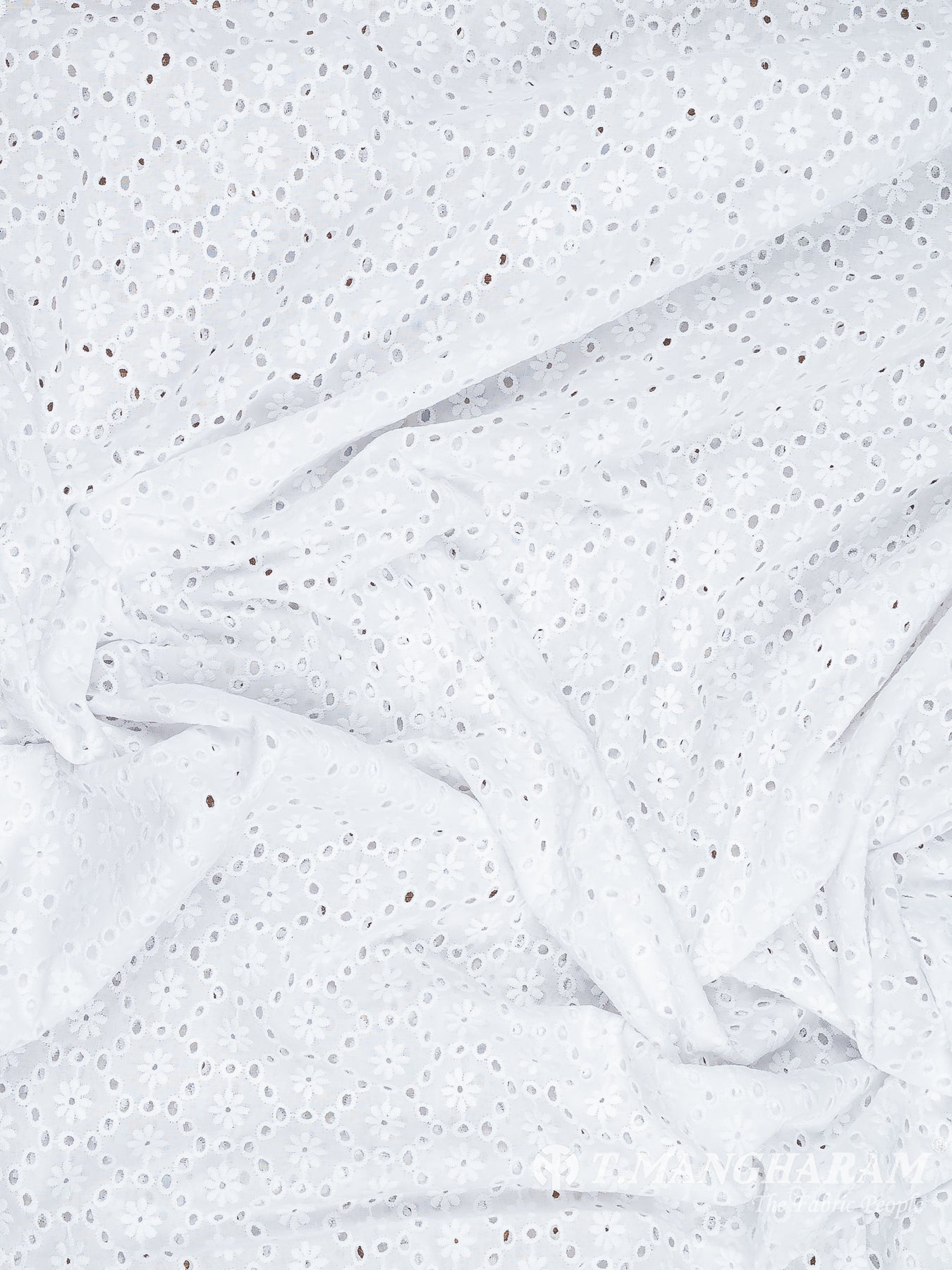 White Hakoba Cotton Embroidery Fabric - EB9056