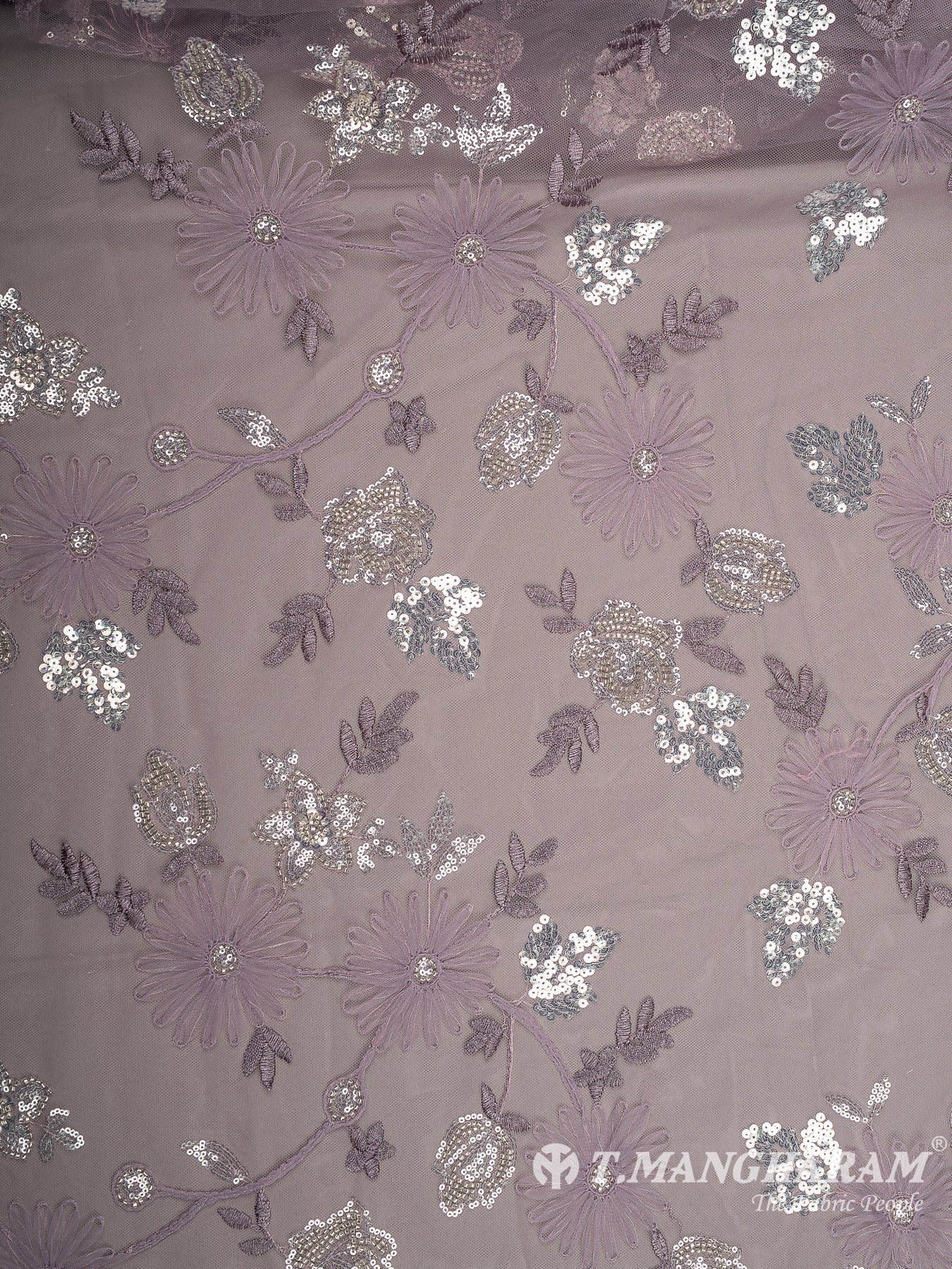 Violet Sequins Fancy Net Fabric - EB8997