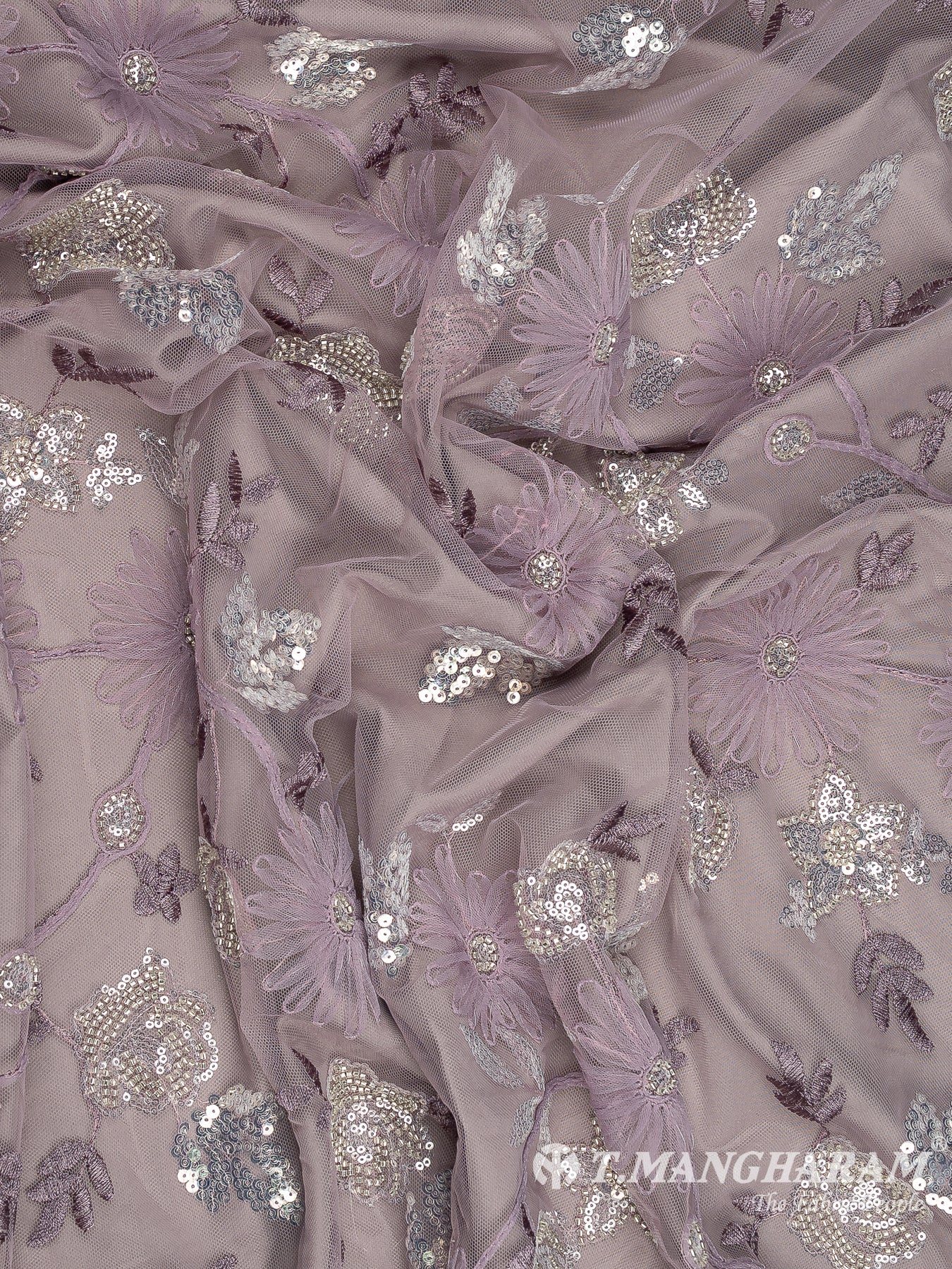 Violet Sequins Fancy Net Fabric - EB8997