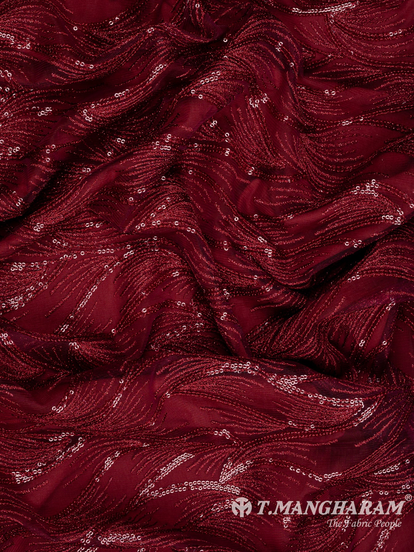 Maroon Fancy Net Fabric - EC11970