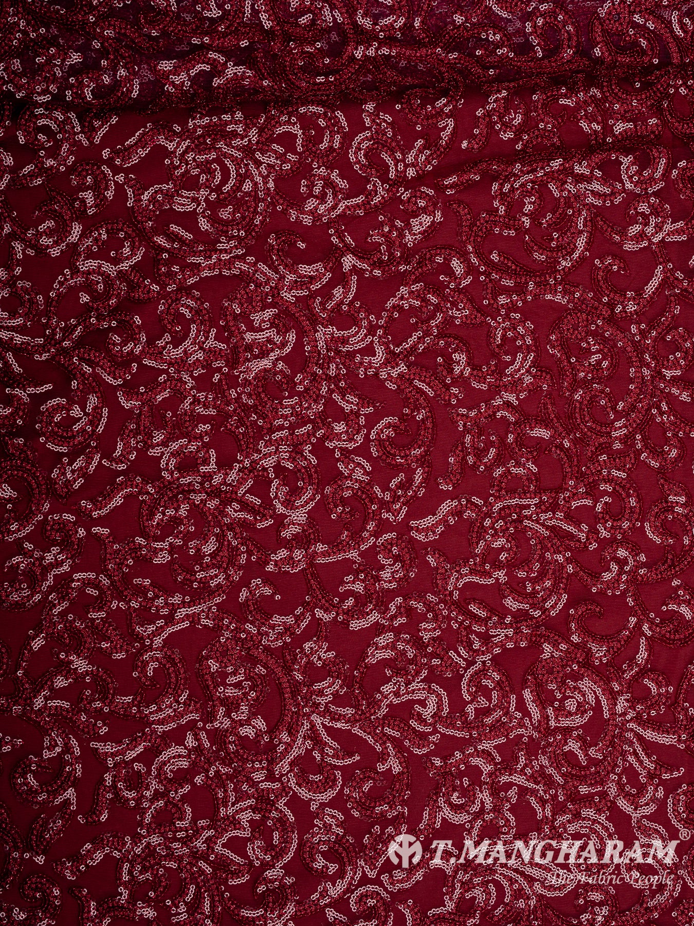 Maroon Fancy Net Fabric - EB9033