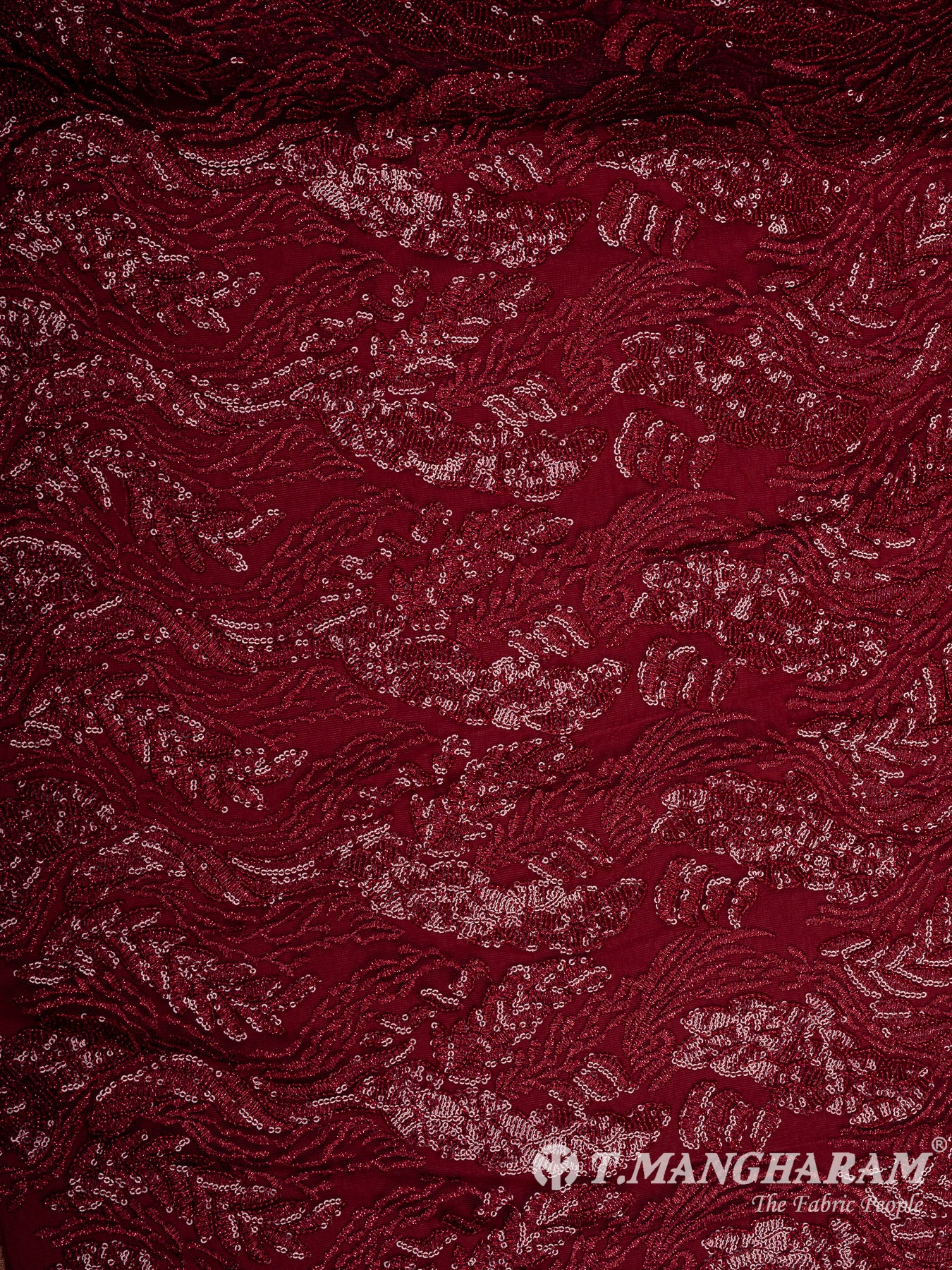 Maroon Fancy Net Fabric - EC11965