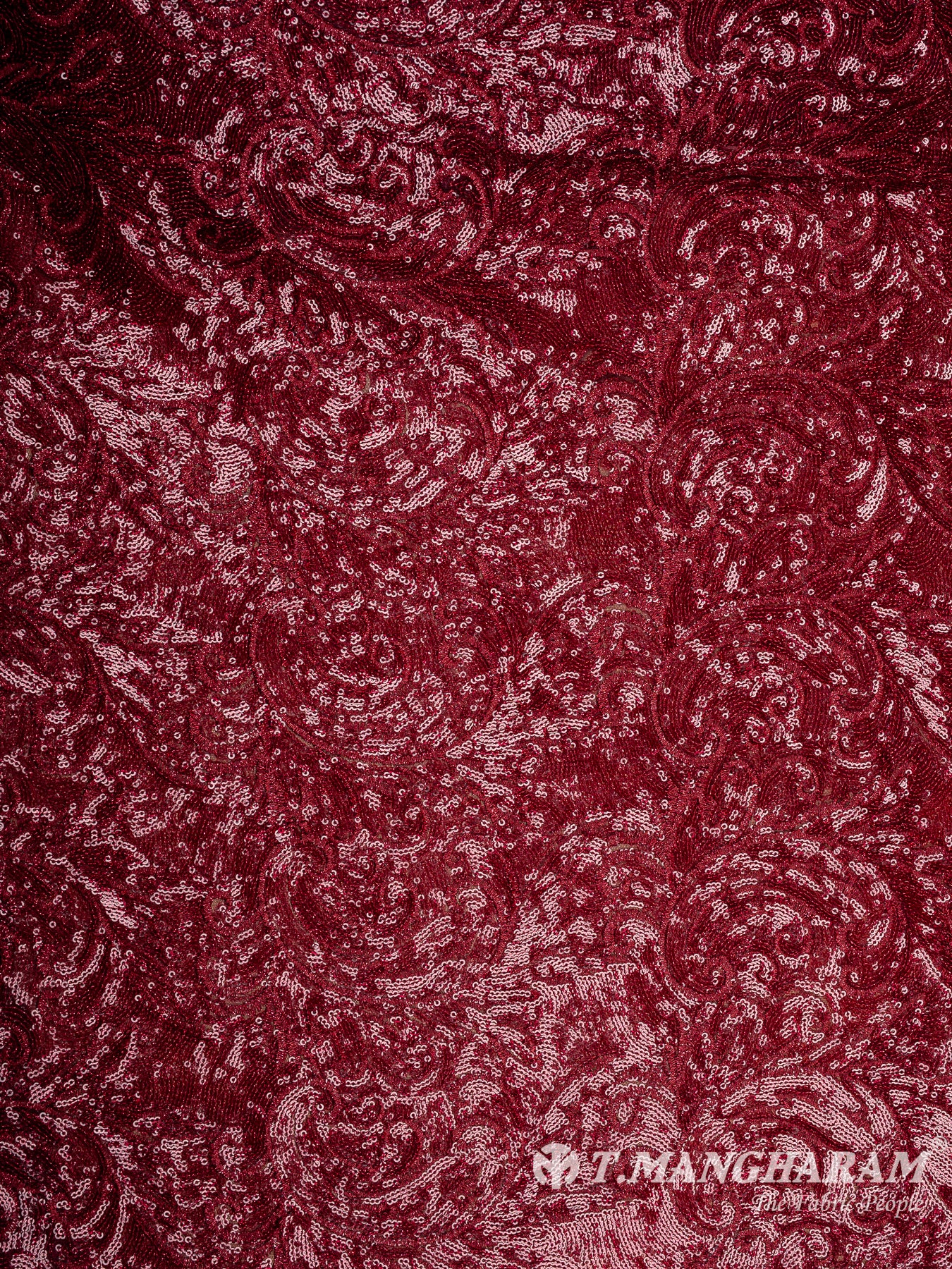 Maroon Fancy Net Fabric - EC11977