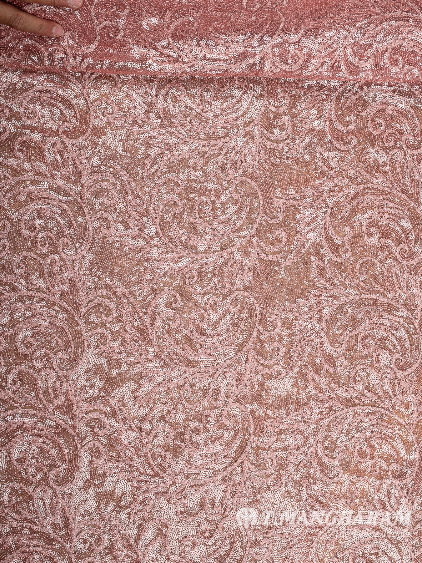 Rose Gold Fancy Net Fabric - EC11975