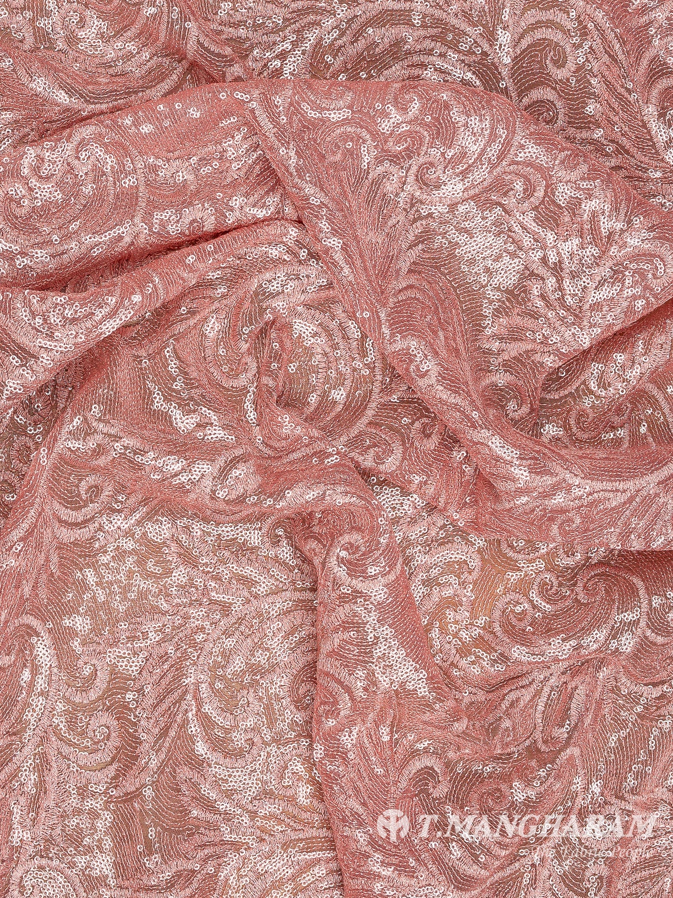 Rose Gold Fancy Net Fabric - EC11975