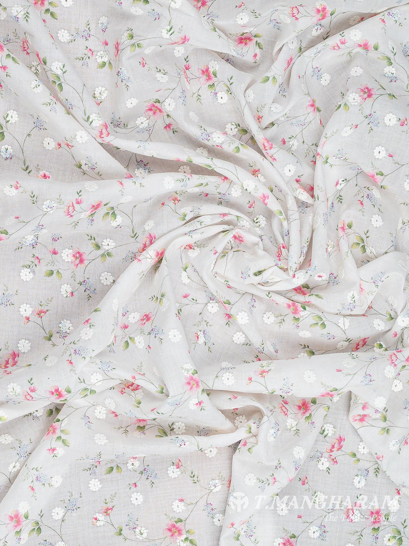 White Cotton Embroidery Fabric - EB9254