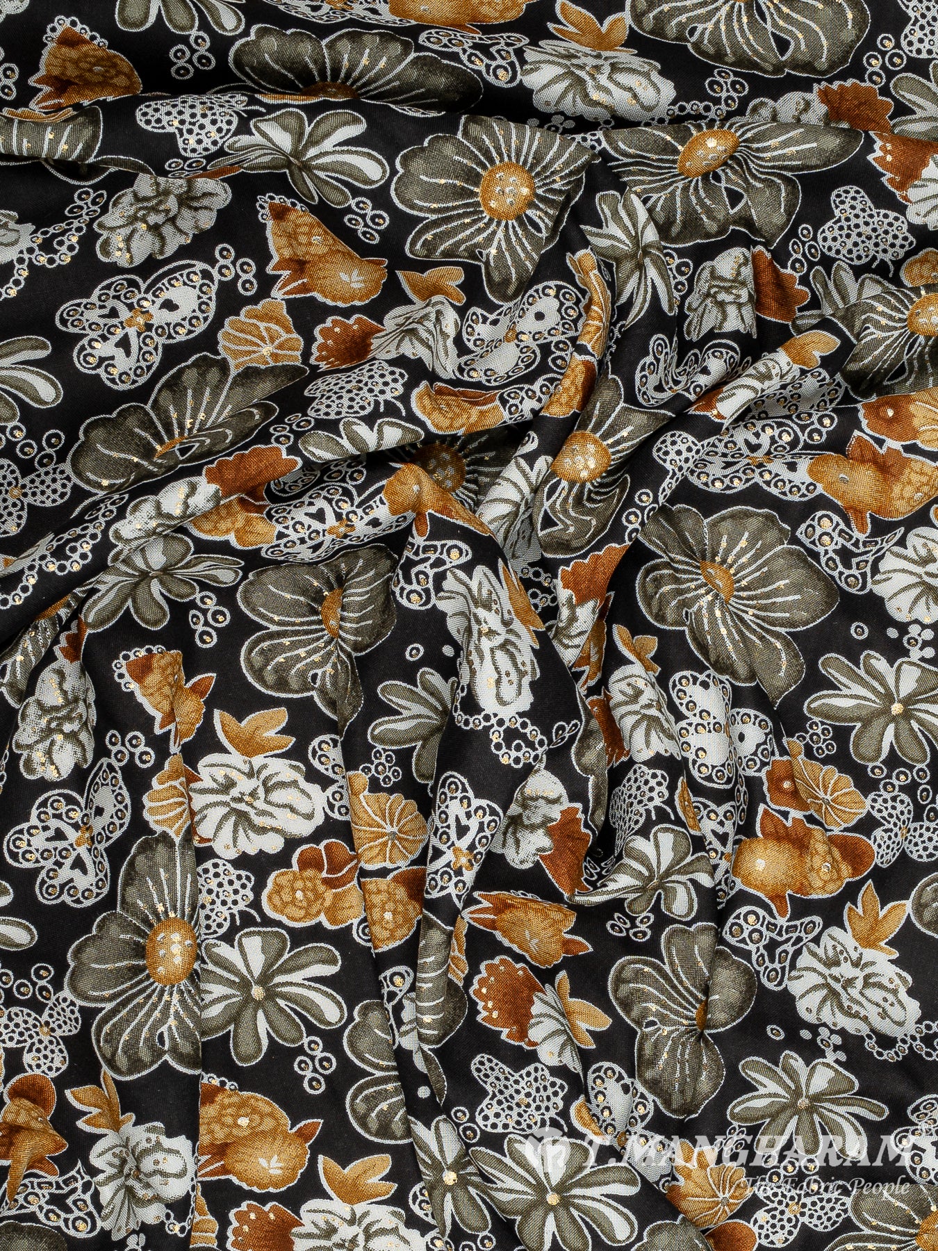 Black Rayon Cotton Fabric - EB9291