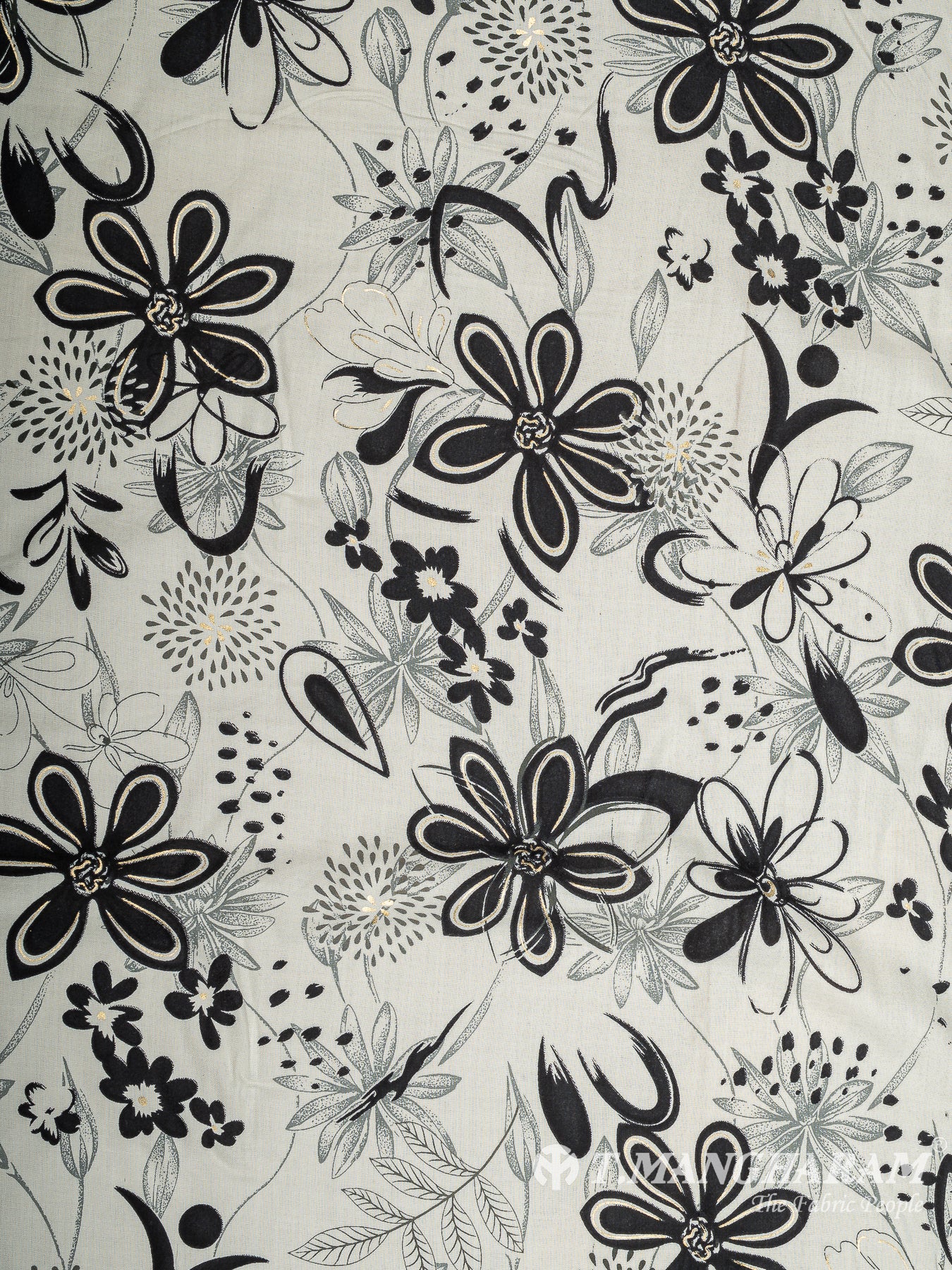 Off White Rayon Cotton Fabric - EB9298