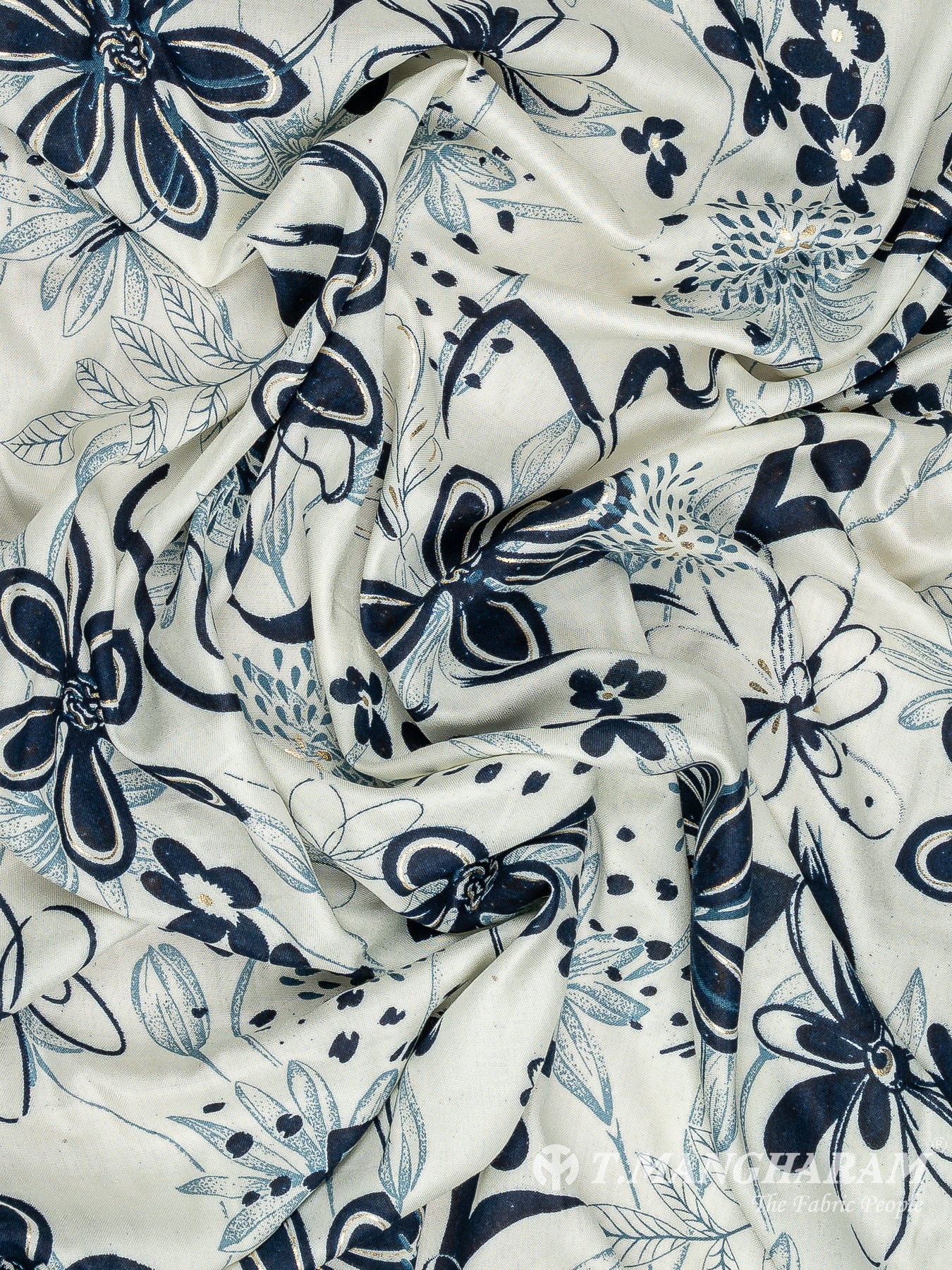Off White Rayon Cotton Fabric - EB9295