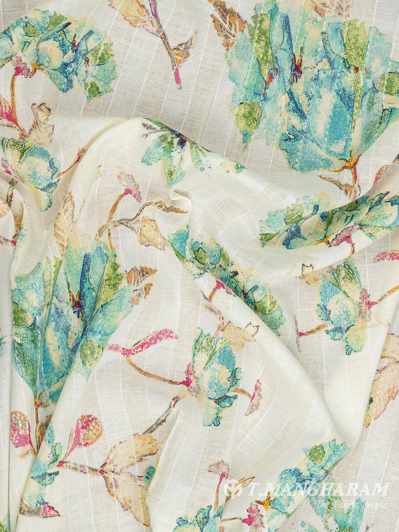 Cream Rayon Cotton Fabric - EB9287