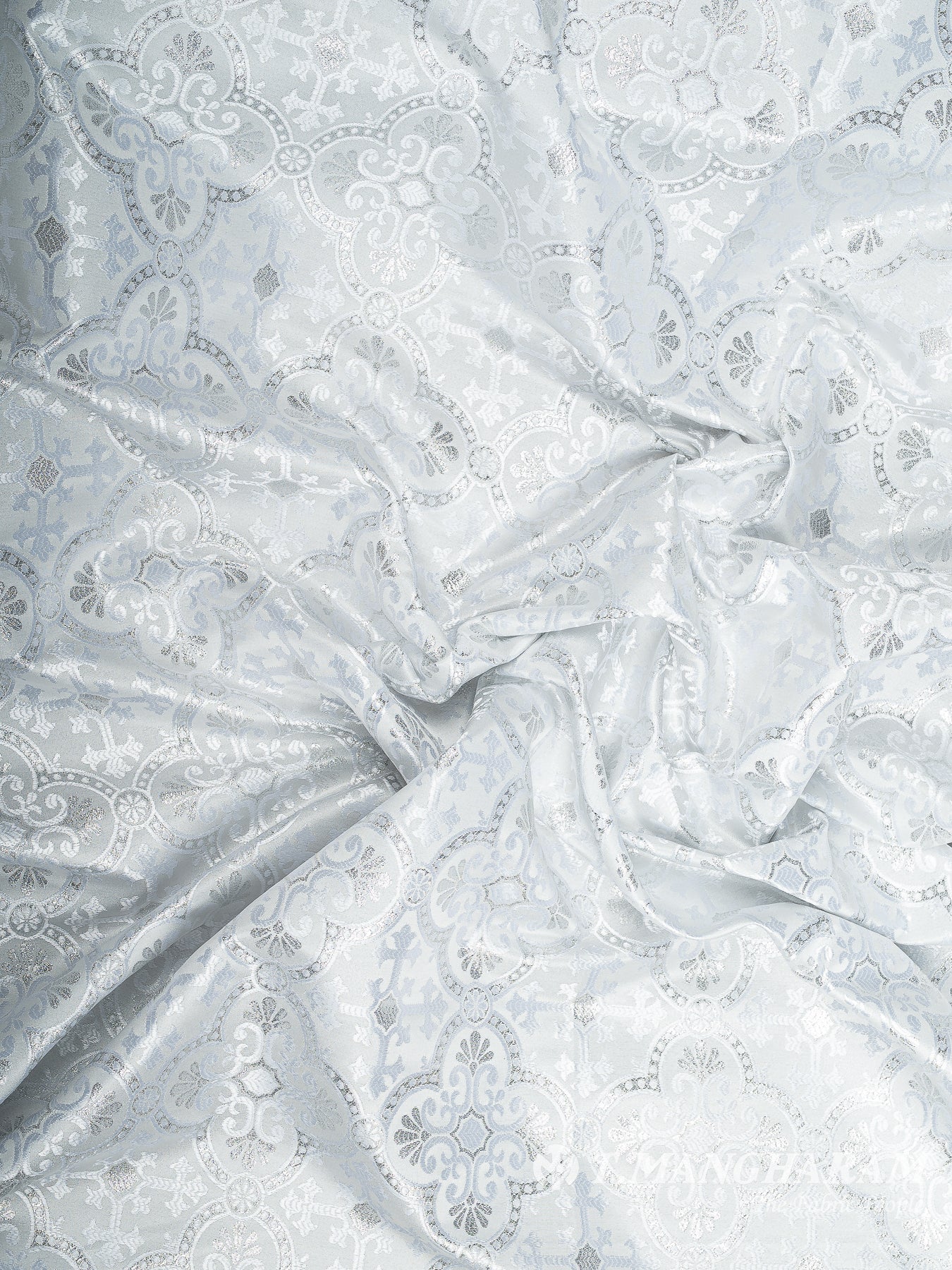 White Brocade Fabric - EB9413