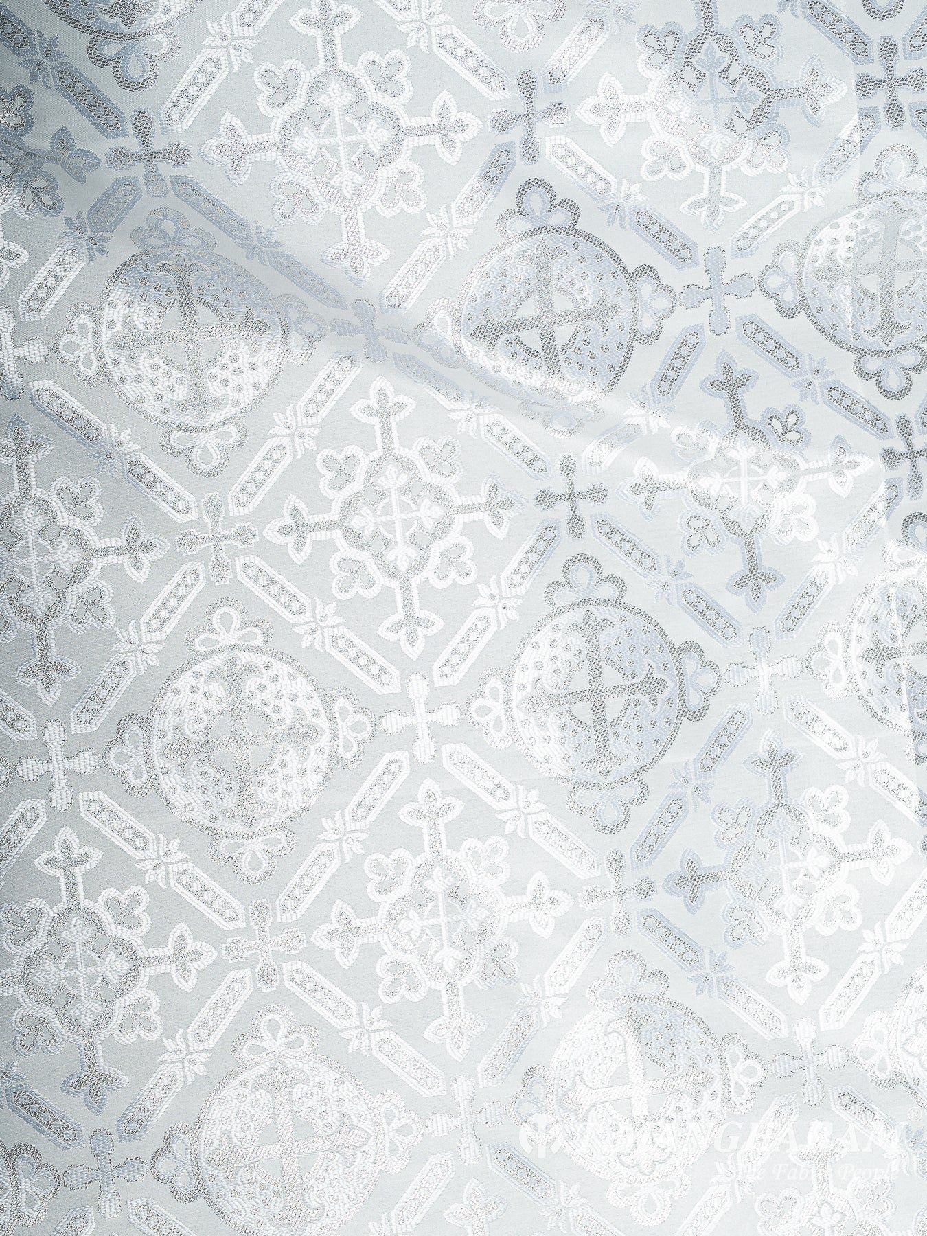 White Brocade Fabric - EB9416
