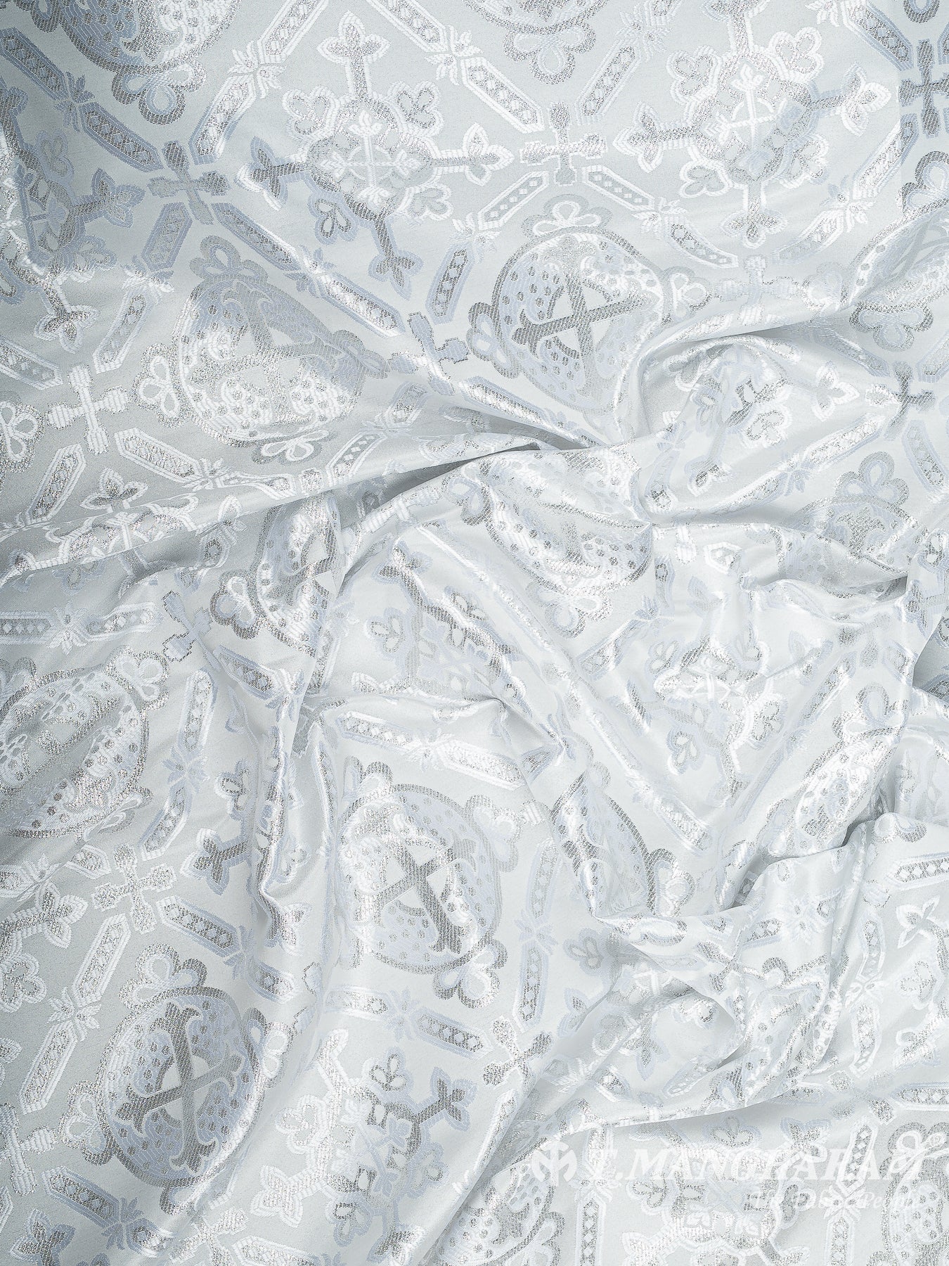 White Brocade Fabric - EB9416
