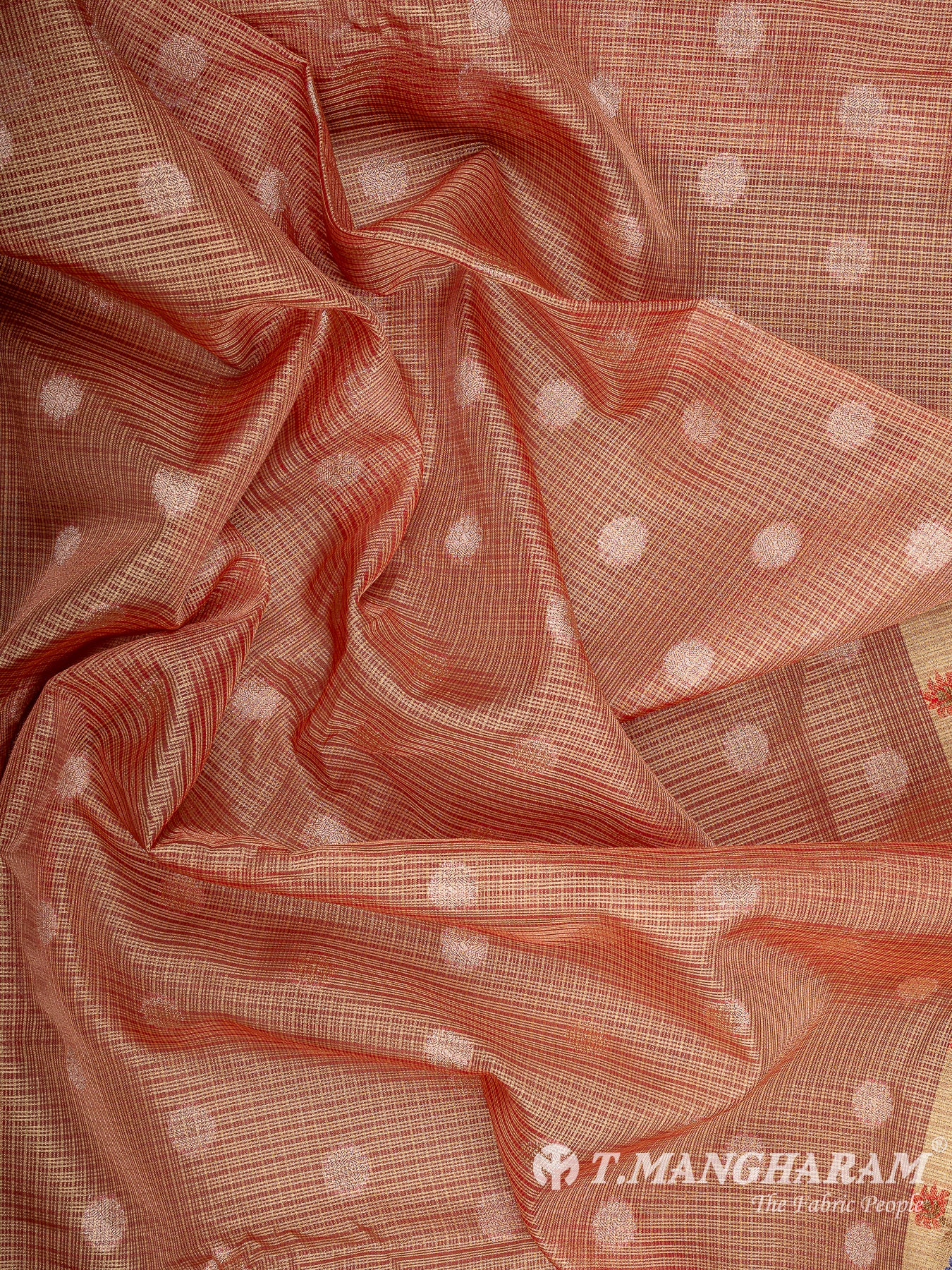 Peach Banaras Fabric - EC12024