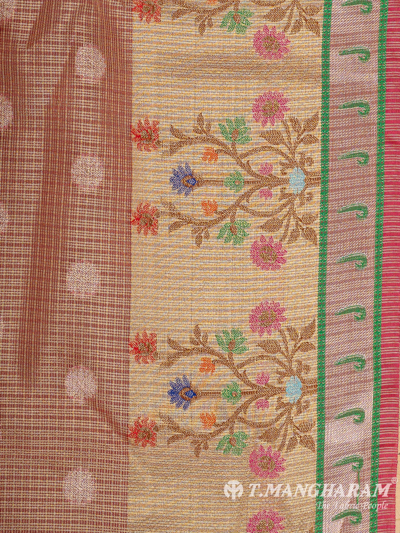 Peach Banaras Fabric - EC12024